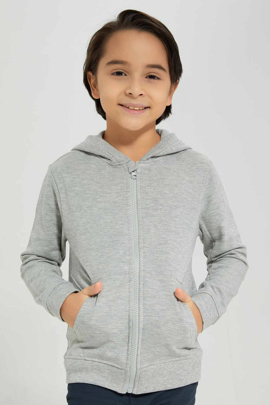 Boys Grey Hooded Sweatshirt