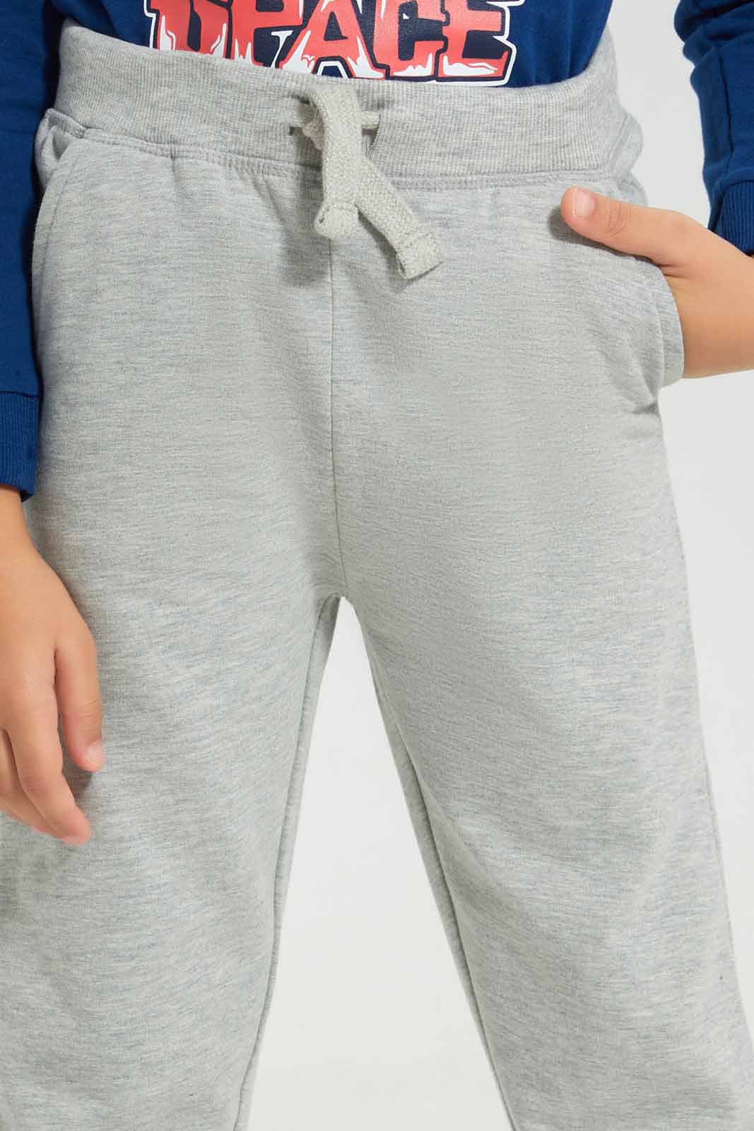 Redtag-Grey-Slogan-Print-Jog-Pant-BOY-Joggers,-Category:Joggers,-Colour:Grey,-Deals:New-In,-Filter:Boys-(2-to-8-Yrs),-New-In-BOY-APL,-Non-Sale,-Section:Boys-(0-to-14Yrs),-W22B-Boys-2 to 8 Years