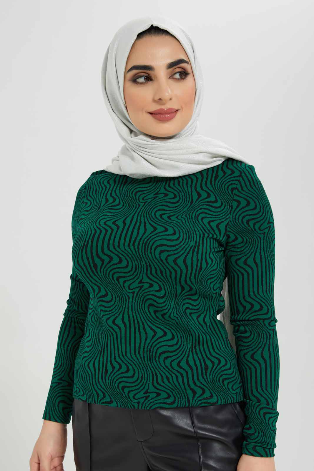 Redtag-GREEN-JACQUARD-KNIT-TOP-Category:Tops,-Colour:Green,-Deals:New-In,-Filter:Women's-Clothing,-LMC,-Modest,-New-In-Women-APL,-Non-Sale,-Section:Women,-W22B,-Women-Tops--