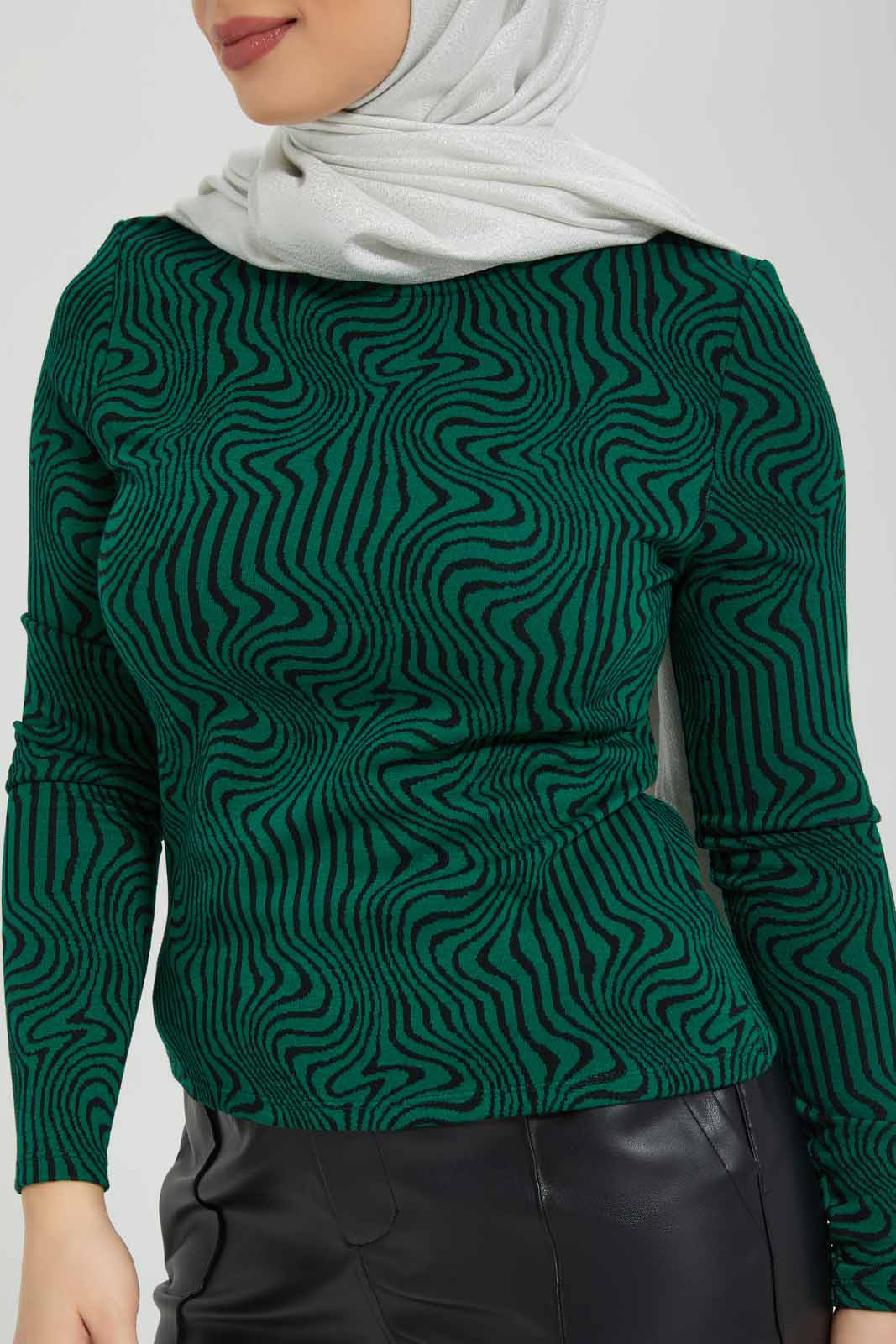 Redtag-GREEN-JACQUARD-KNIT-TOP-Category:Tops,-Colour:Green,-Deals:New-In,-Filter:Women's-Clothing,-LMC,-Modest,-New-In-Women-APL,-Non-Sale,-Section:Women,-W22B,-Women-Tops--