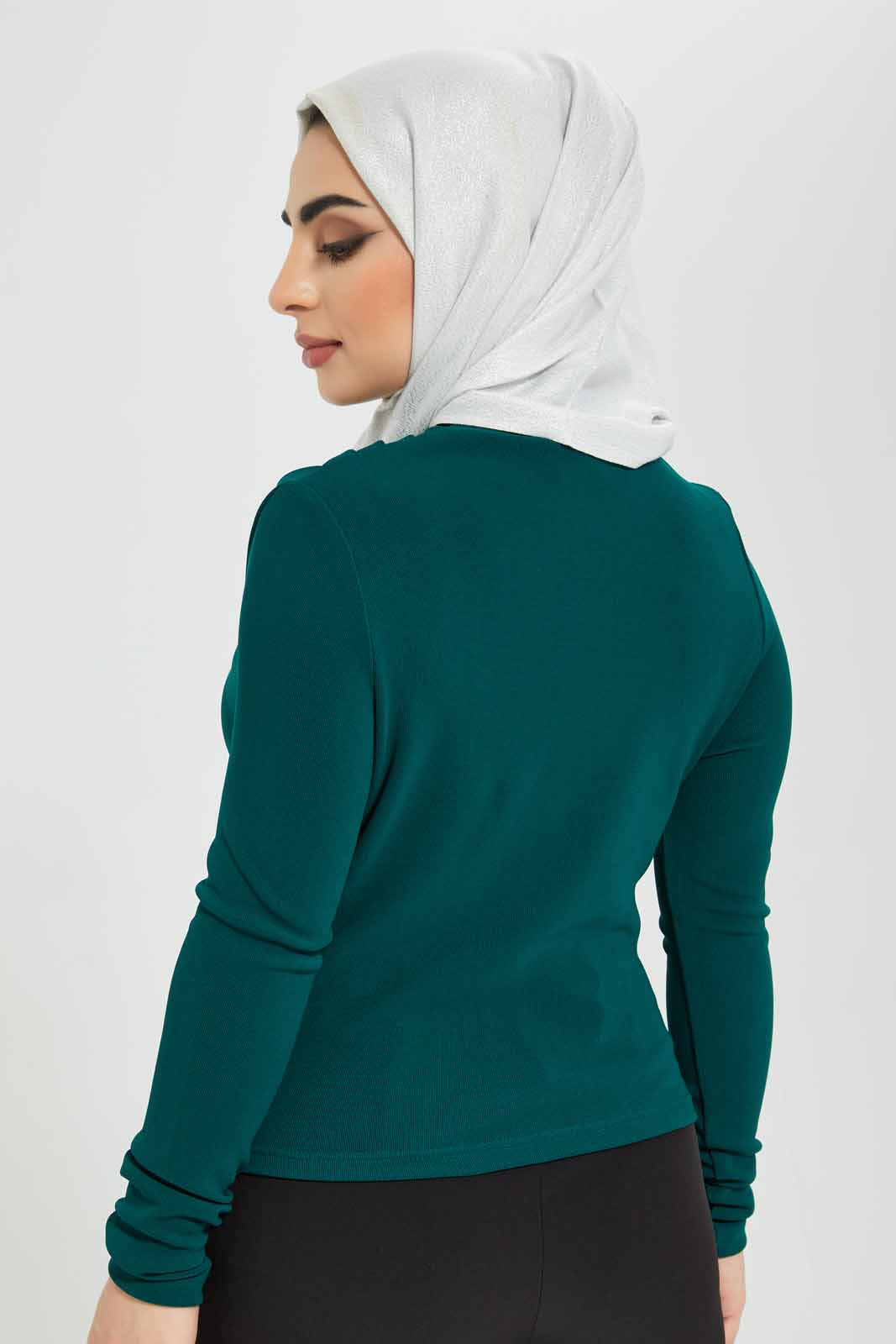 Redtag-Dark-Green-Hi-Neck-Long-Sleeve-Top-Category:Tops,-Colour:Olive,-Deals:New-In,-Filter:Women's-Clothing,-LMC,-Modest,-New-In-Women-APL,-Non-Sale,-Section:Women,-W22B,-Women-Tops--