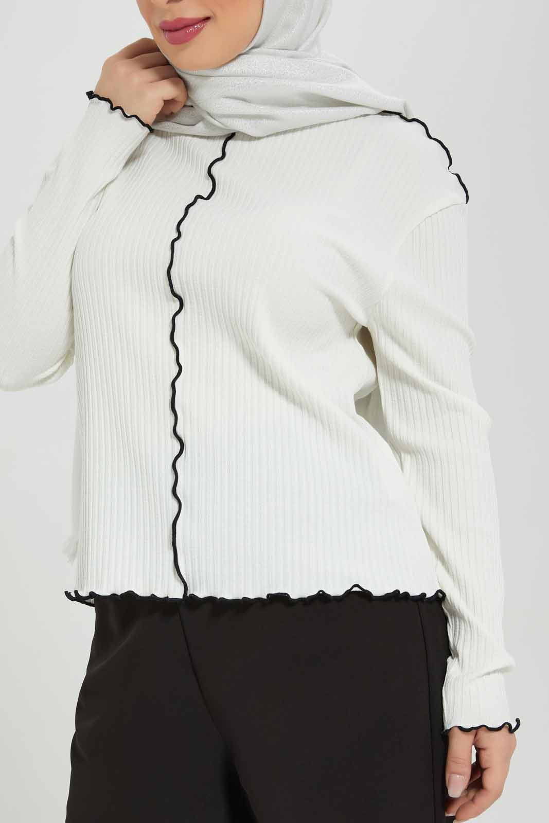 Redtag-Ivory-Crew-neck-Long-Sleeve-Top-Category:Tops,-Colour:Ivory,-Deals:New-In,-Filter:Women's-Clothing,-LMC,-Modest,-New-In-Women-APL,-Non-Sale,-Section:Women,-W22B,-Women-Tops--