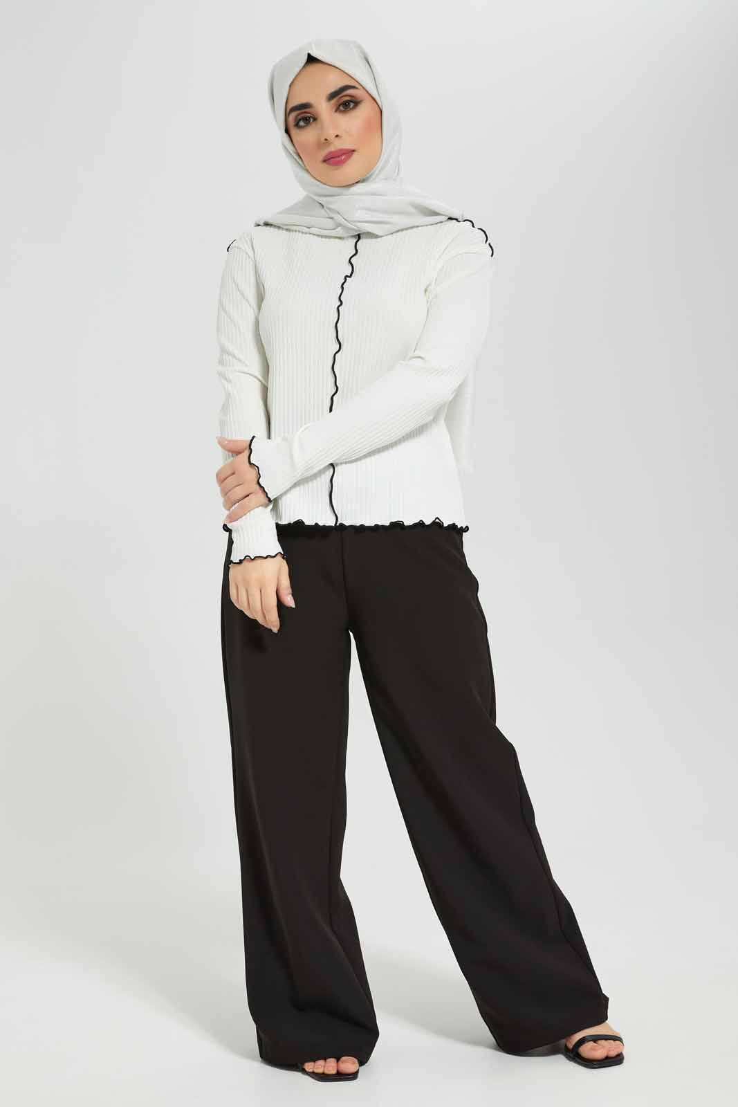 Redtag-Ivory-Crew-neck-Long-Sleeve-Top-Category:Tops,-Colour:Ivory,-Deals:New-In,-Filter:Women's-Clothing,-LMC,-Modest,-New-In-Women-APL,-Non-Sale,-Section:Women,-W22B,-Women-Tops--