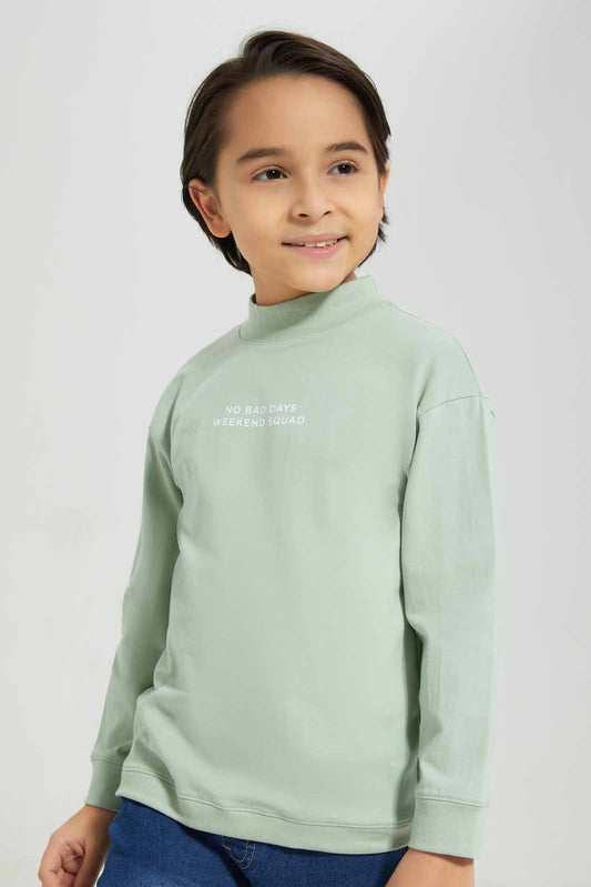 Boys Mint Long Sleeve Turtle-Neck T-Shirt