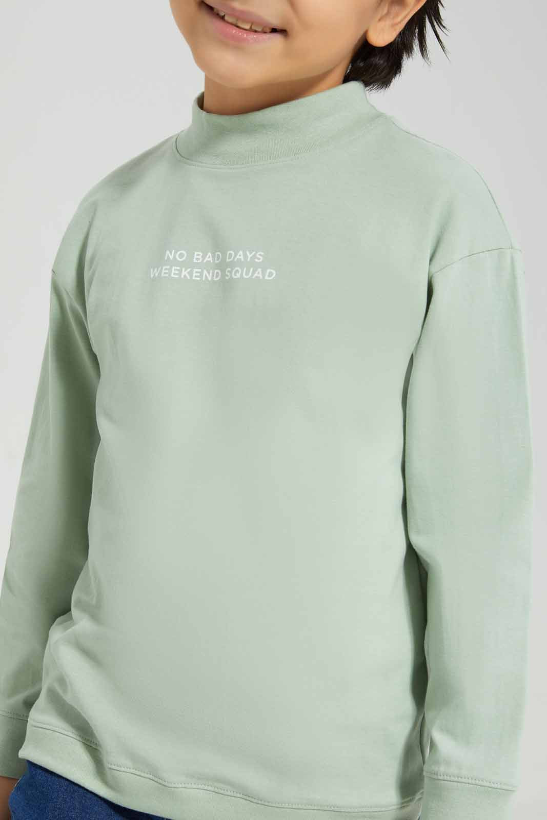 Boys Mint Long Sleeve Turtle-Neck T-Shirt