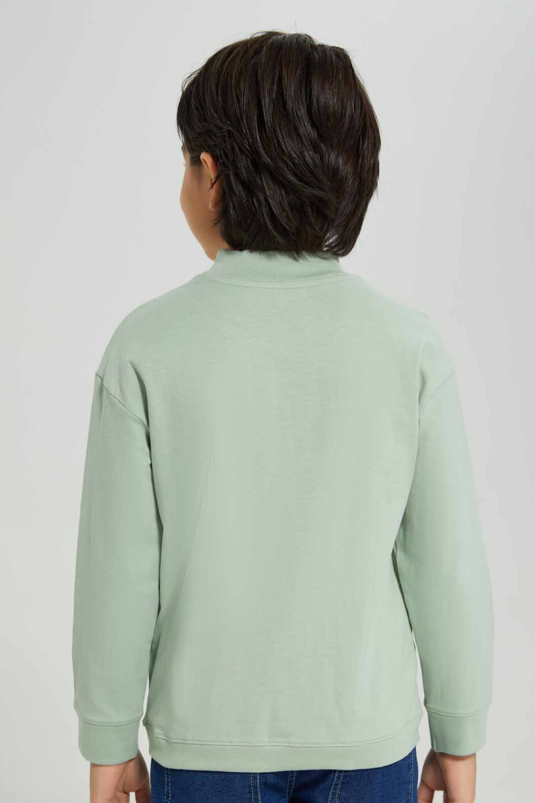 Boys Mint Long Sleeve Turtle-Neck T-Shirt