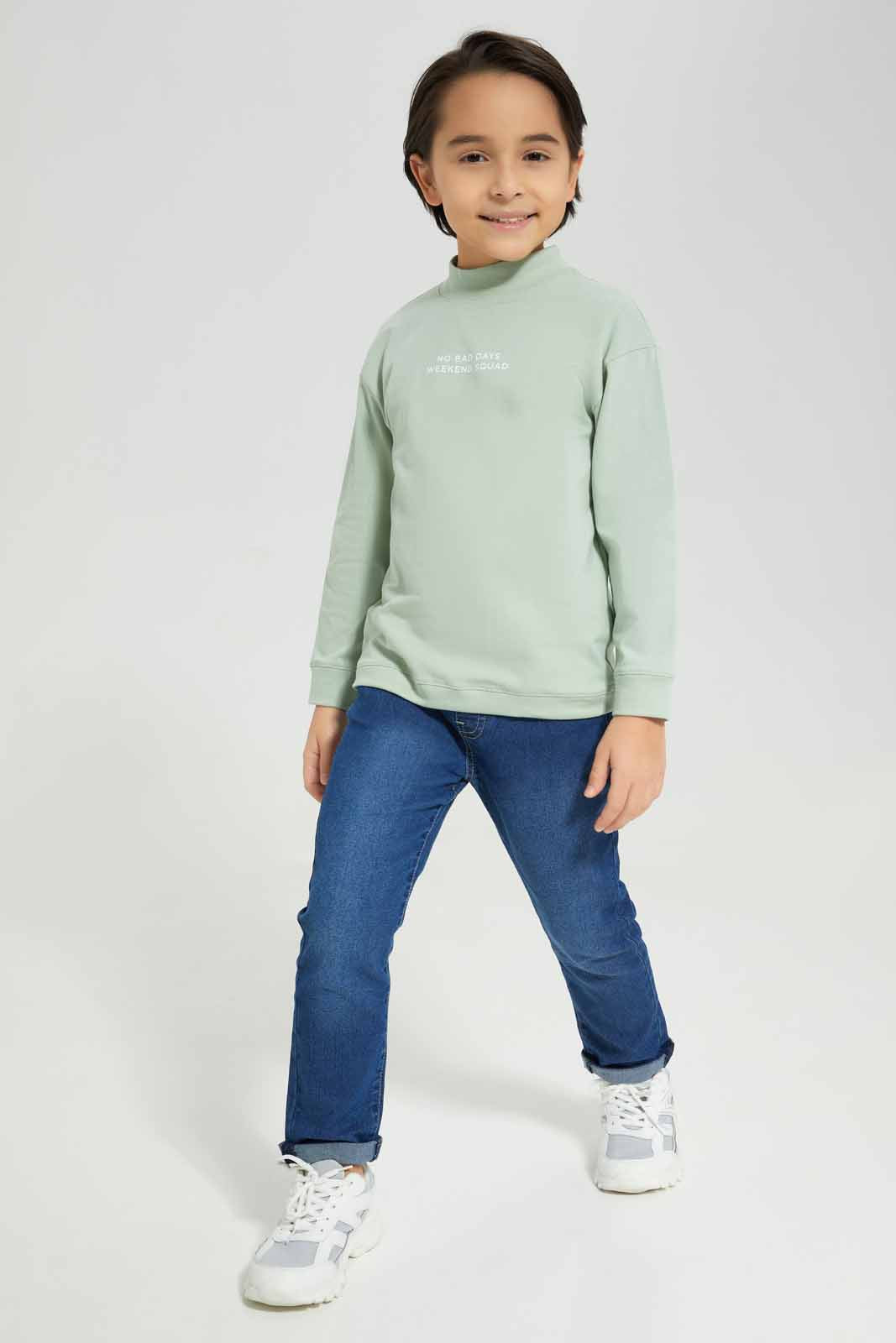Boys Mint Long Sleeve Turtle-Neck T-Shirt