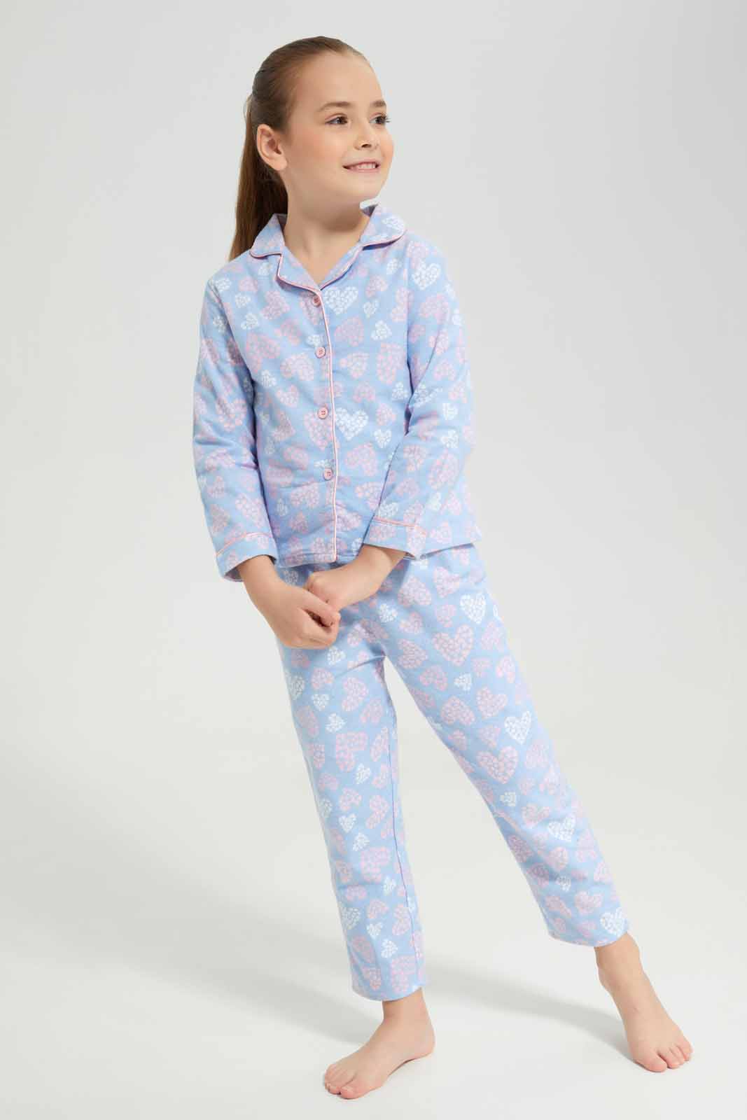 Redtag-FLANNEL-PJ---BLUE-Category:Pyjama-Sets,-Colour:Blue,-Deals:New-In,-Dept:Girls,-Filter:Girls-(2-to-8-Yrs),-GIR-Pyjama-Sets,-New-In-GIR-APL,-Non-Sale,-Section:Girls-(0-to-14Yrs),-W22B-Girls-2 to 8 Years
