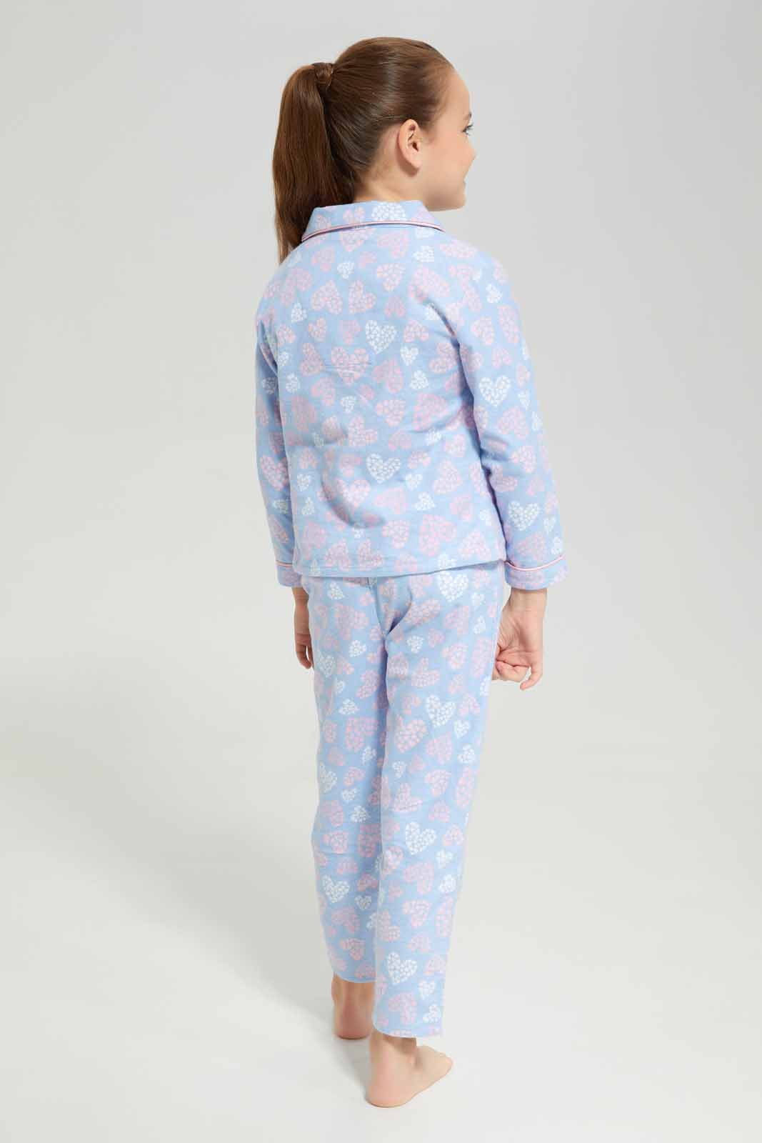 Redtag-FLANNEL-PJ---BLUE-Category:Pyjama-Sets,-Colour:Blue,-Deals:New-In,-Dept:Girls,-Filter:Girls-(2-to-8-Yrs),-GIR-Pyjama-Sets,-New-In-GIR-APL,-Non-Sale,-Section:Girls-(0-to-14Yrs),-W22B-Girls-2 to 8 Years