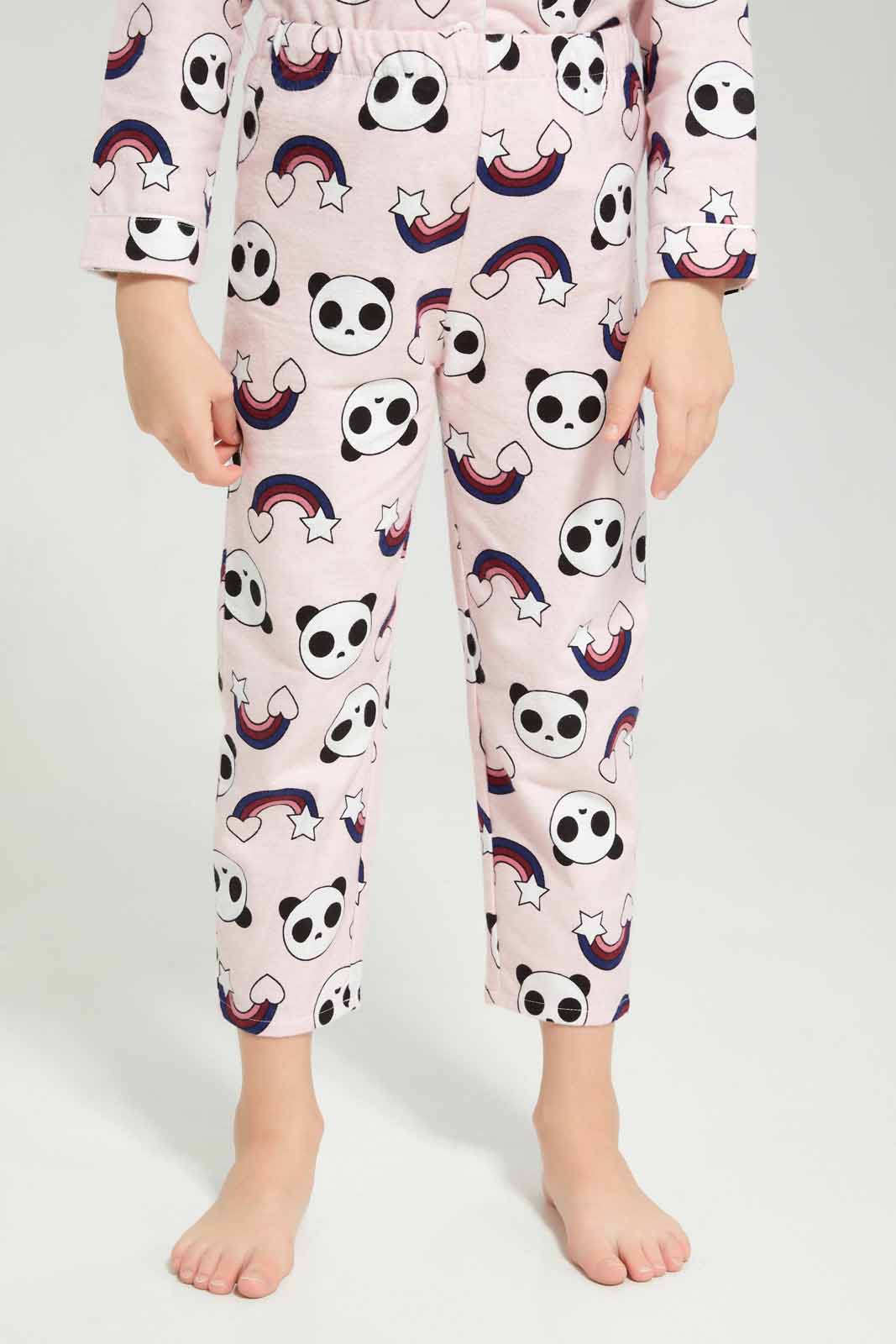 Redtag-FLANNEL-PJ---PINK-HEARTS-Category:Pyjama-Sets,-Colour:Apricot,-Deals:New-In,-Dept:Girls,-Filter:Girls-(2-to-8-Yrs),-GIR-Pyjama-Sets,-New-In-GIR-APL,-Non-Sale,-Section:Girls-(0-to-14Yrs),-W22B-Girls-2 to 8 Years