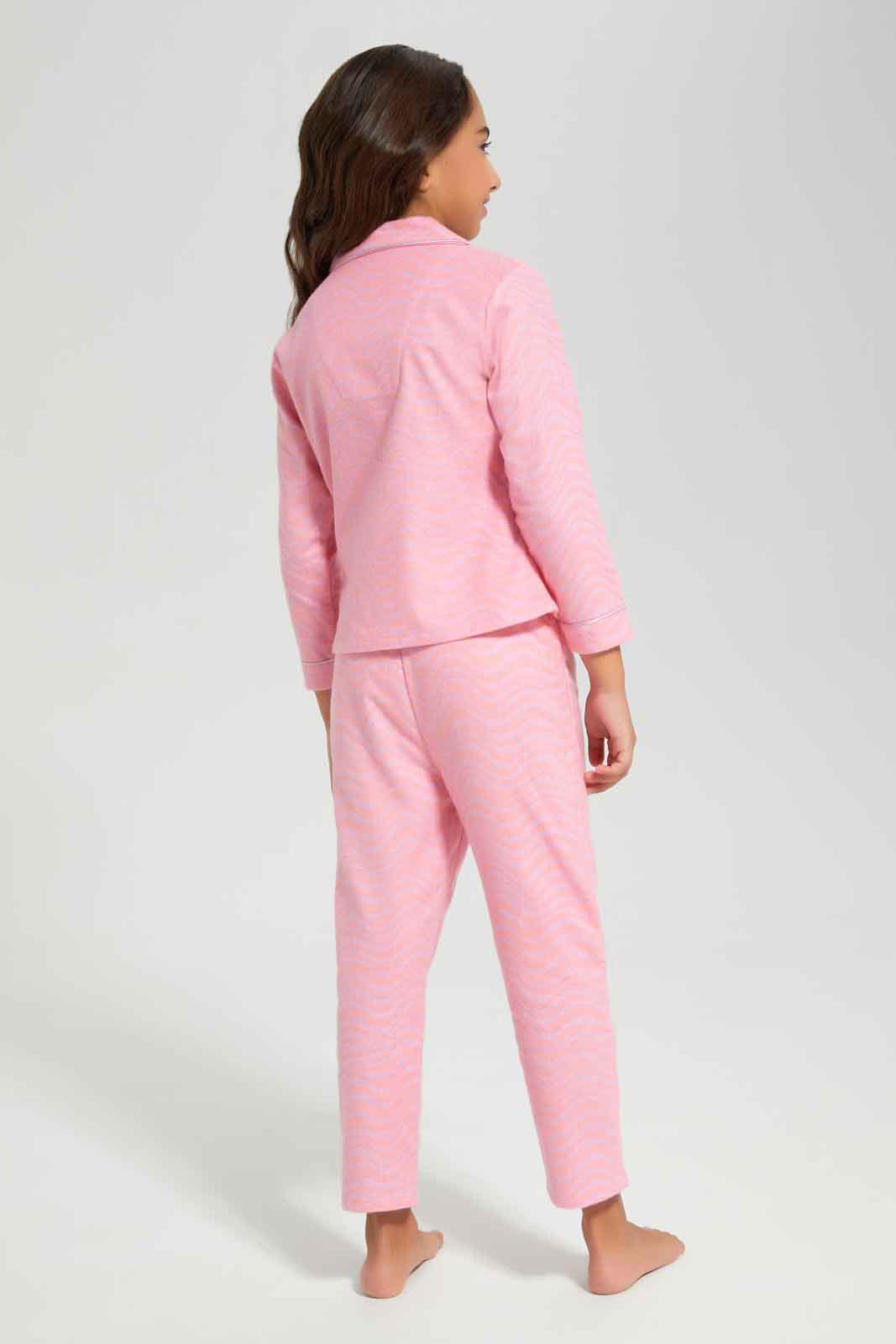 Redtag-FLANNEL-PJ---CLOUDS-CORAL-Category:Pyjama-Sets,-Colour:Coral,-Deals:New-In,-Filter:Girls-(2-to-8-Yrs),-GIR-Pyjama-Sets,-New-In-GIR-APL,-Non-Sale,-Section:Girls-(0-to-14Yrs),-W22B-Girls-2 to 8 Years