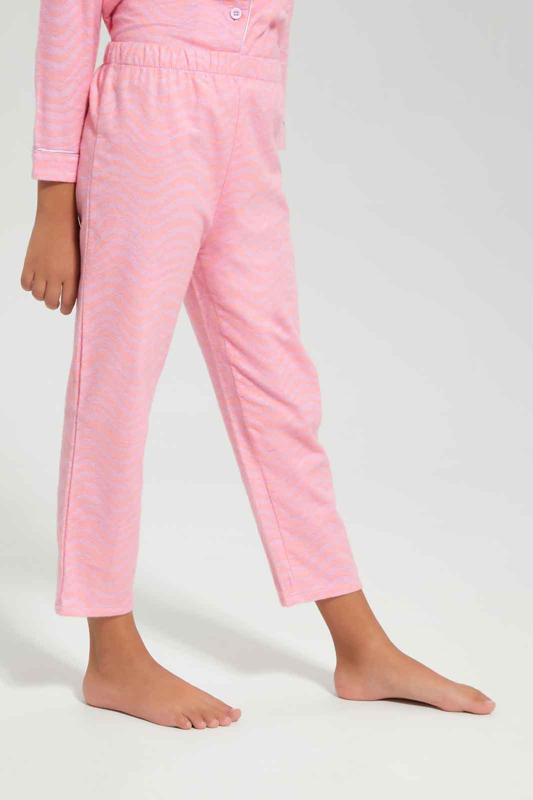 Redtag-FLANNEL-PJ---CLOUDS-CORAL-Category:Pyjama-Sets,-Colour:Coral,-Deals:New-In,-Filter:Girls-(2-to-8-Yrs),-GIR-Pyjama-Sets,-New-In-GIR-APL,-Non-Sale,-Section:Girls-(0-to-14Yrs),-W22B-Girls-2 to 8 Years