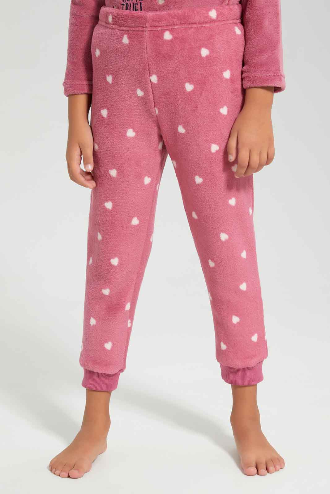 Redtag-CORAL-FLEECE-PJ---HEART-Category:Pyjama-Sets,-Colour:Lilac,-Deals:New-In,-Filter:Girls-(2-to-8-Yrs),-GIR-Pyjama-Sets,-New-In-GIR-APL,-Non-Sale,-Section:Girls-(0-to-14Yrs),-W22B-Girls-2 to 8 Years