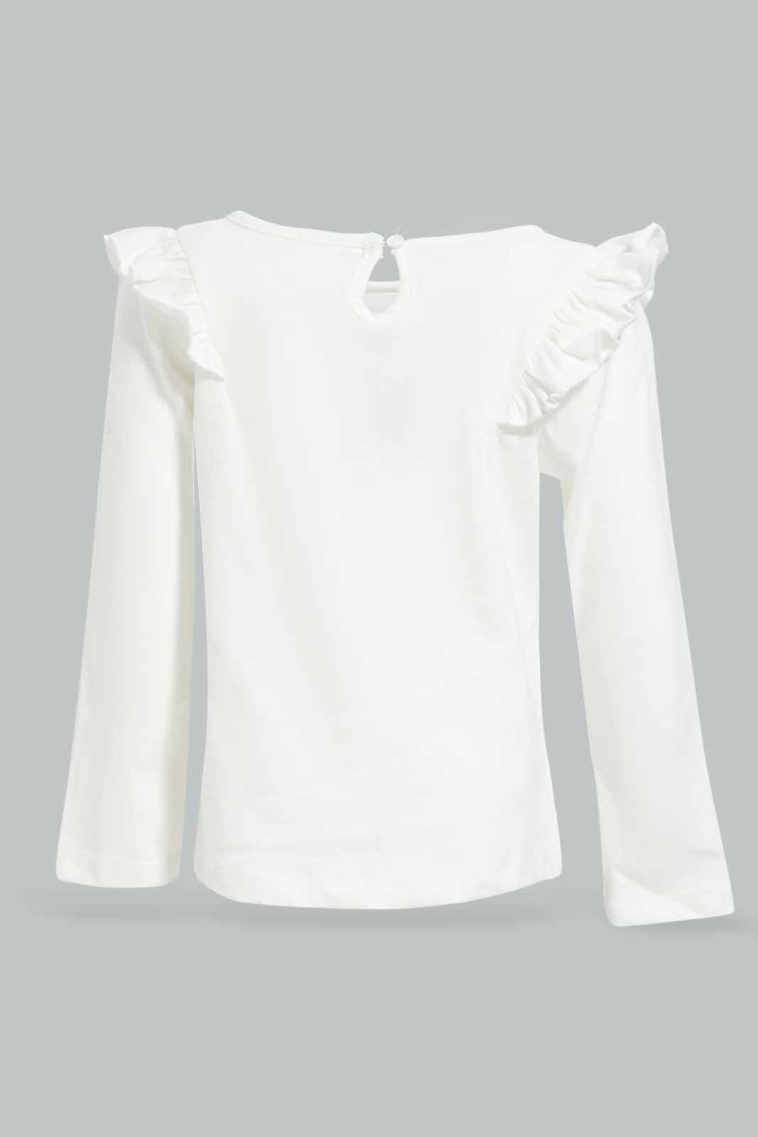 Redtag-White-Rabbit-Embrouidery-T-Shirt-Category:T-Shirts,-Colour:White,-Deals:New-In,-Filter:Infant-Girls-(3-to-24-Mths),-ING-T-Shirts,-New-In-ING-APL,-Non-Sale,-Section:Girls-(0-to-14Yrs),-W22B-Infant-Girls-3 to 24 Months