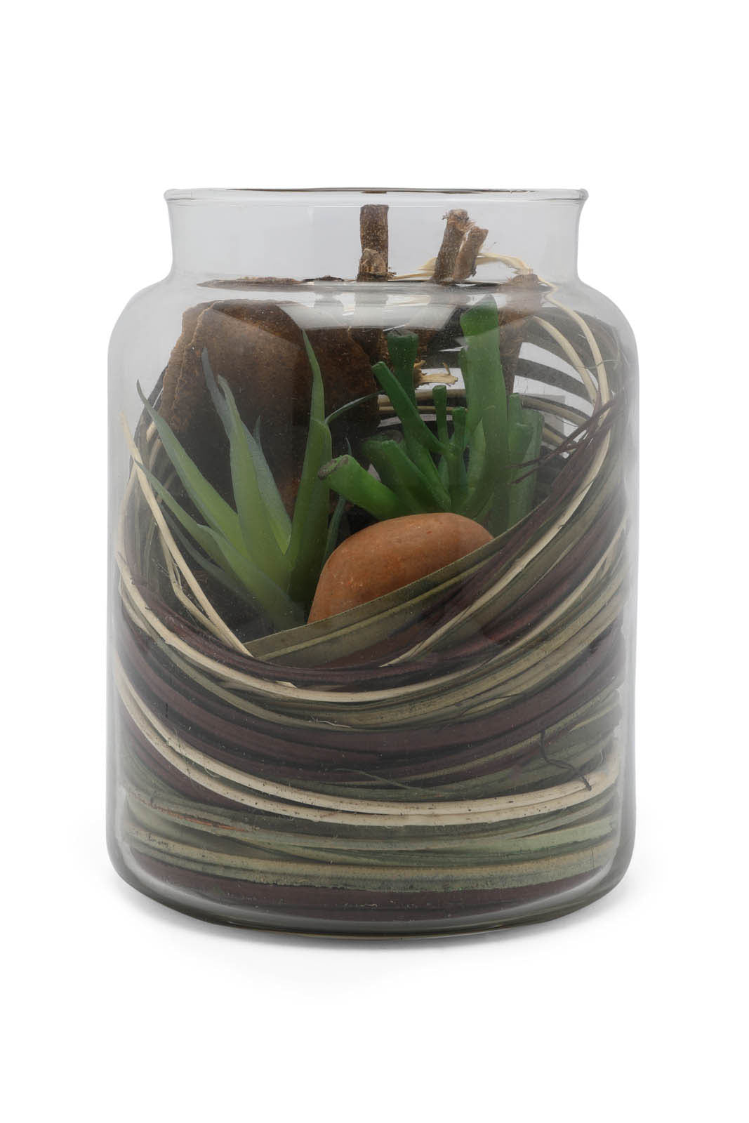 Redtag-Assorted-Artificial-Cluster-Leaf-In-Glass-Jar-Category:Plants-&-Flowers,-Colour:Assorted,-Deals:New-In,-Dept:Home,-Filter:Home-Decor,-HMW-HOM-Decorative-Accessories,-New-In-HMW-HOM,-Non-Sale,-Section:Homewares,-W22B-Home-Decor-