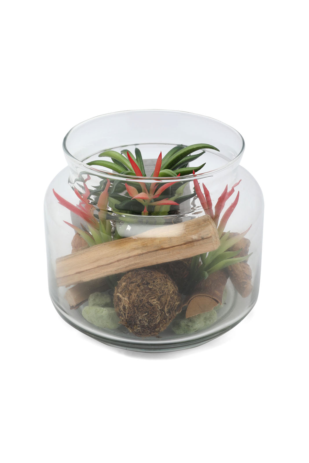 Redtag-Assorted-Artificial-Assorted-Cluster-Leaf-And-Stone-In-Glass-Jar-Category:Plants-&-Flowers,-Colour:Assorted,-Deals:New-In,-Dept:Home,-Filter:Home-Decor,-HMW-HOM-Decorative-Accessories,-New-In-HMW-HOM,-Non-Sale,-Section:Homewares,-W22B-Home-Decor-