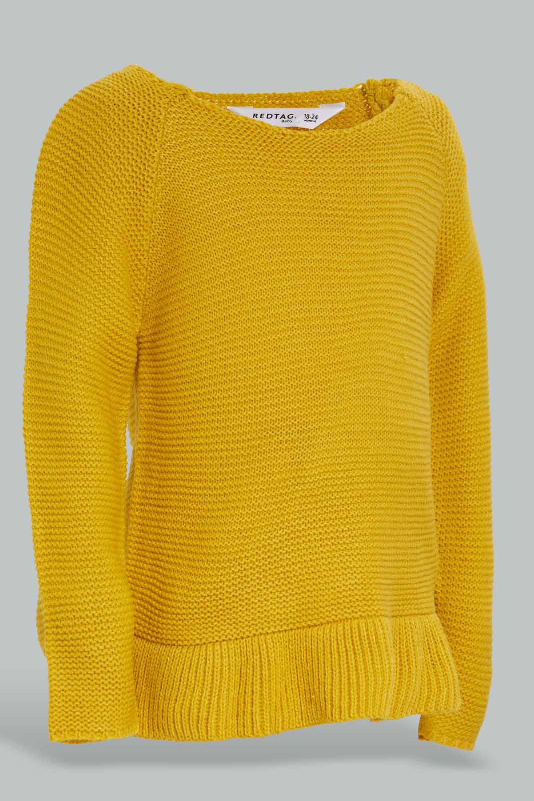 Redtag-Mustard-Frill-Sleeve-Tshirt-Category:Pullovers,-Colour:Mustard,-Deals:New-In,-Filter:Infant-Girls-(3-to-24-Mths),-ING-Pullovers,-New-In-ING-APL,-Non-Sale,-Section:Girls-(0-to-14Yrs),-W22A-Infant-Girls-3 to 24 Months