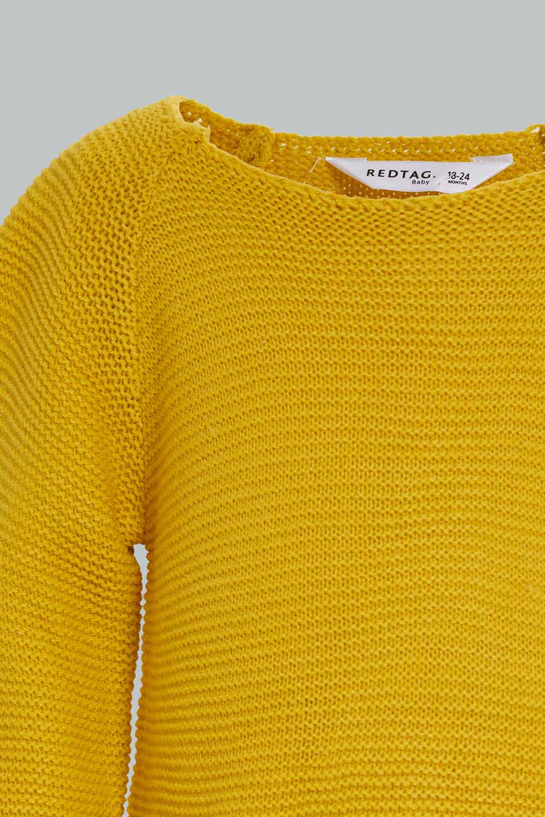 Redtag-Mustard-Frill-Sleeve-Tshirt-Category:Pullovers,-Colour:Mustard,-Deals:New-In,-Filter:Infant-Girls-(3-to-24-Mths),-ING-Pullovers,-New-In-ING-APL,-Non-Sale,-Section:Girls-(0-to-14Yrs),-W22A-Infant-Girls-3 to 24 Months