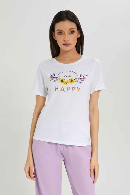 Redtag-White-Printed-T-Shirt-Category:T-Shirts,-Colour:White,-Deals:New-In,-Dept:Ladieswear,-Filter:Women's-Clothing,-New-In-Women-APL,-Non-Sale,-Section:Women,-TBL,-W22B,-Women-T-Shirts-Women's-