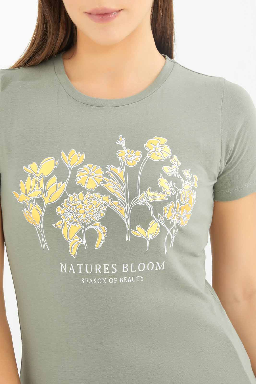 Redtag-Dark-Green-Printed-T-Shirt-Category:T-Shirts,-Colour:Olive,-Deals:New-In,-Dept:Ladieswear,-Filter:Women's-Clothing,-New-In-Women-APL,-Non-Sale,-Section:Women,-TBL,-W22B,-Women-T-Shirts-Women's-