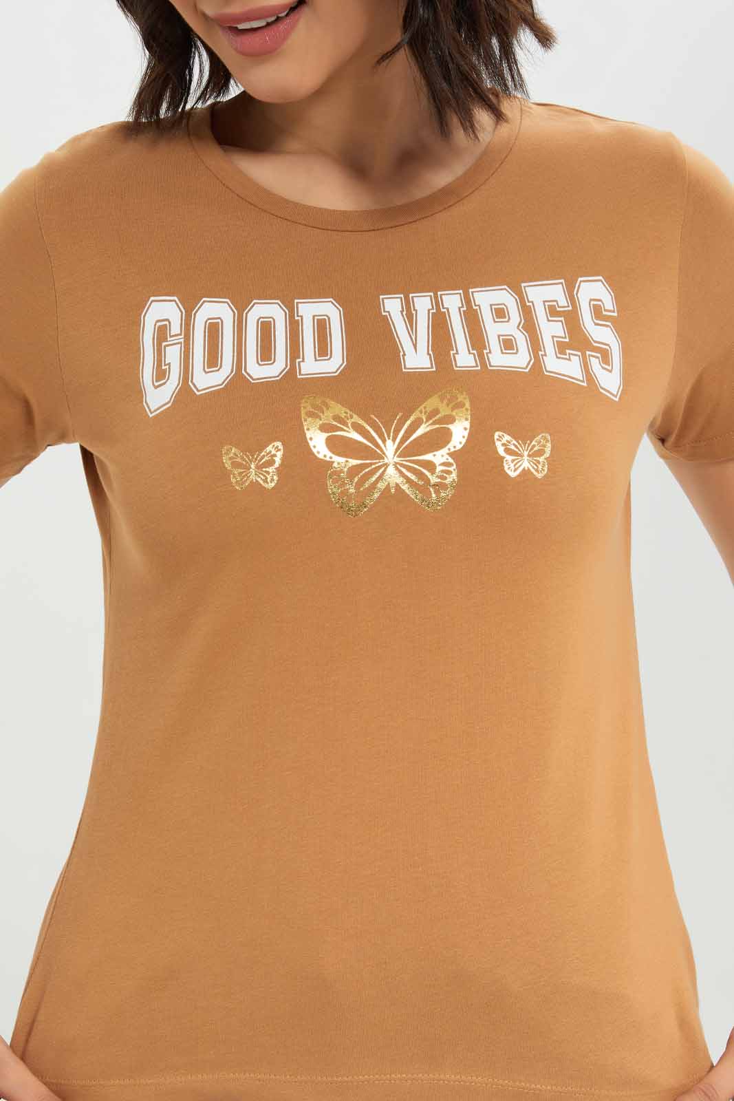 Redtag-Brown-Printed-T-Shirt-Category:T-Shirts,-Colour:Brown,-Deals:New-In,-Dept:Ladieswear,-Filter:Women's-Clothing,-New-In-Women-APL,-Non-Sale,-Section:Women,-TBL,-W22B,-Women-T-Shirts-Women's-