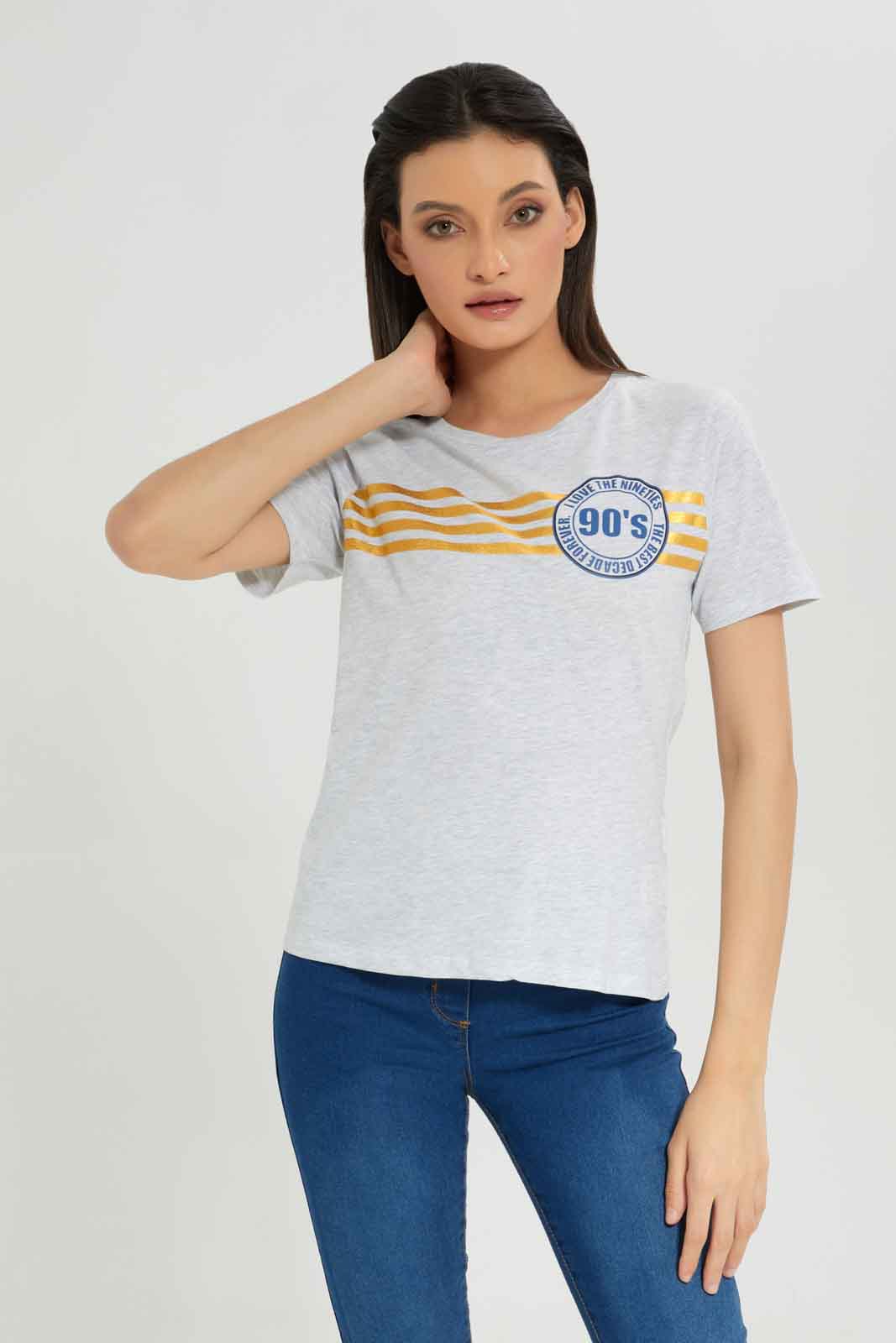 Redtag-Mid-Grey-Printed-T-Shirt-Category:T-Shirts,-Colour:Grey,-Deals:New-In,-Dept:Ladieswear,-Filter:Women's-Clothing,-New-In-Women-APL,-Non-Sale,-Section:Women,-TBL,-W22B,-Women-T-Shirts-Women's-