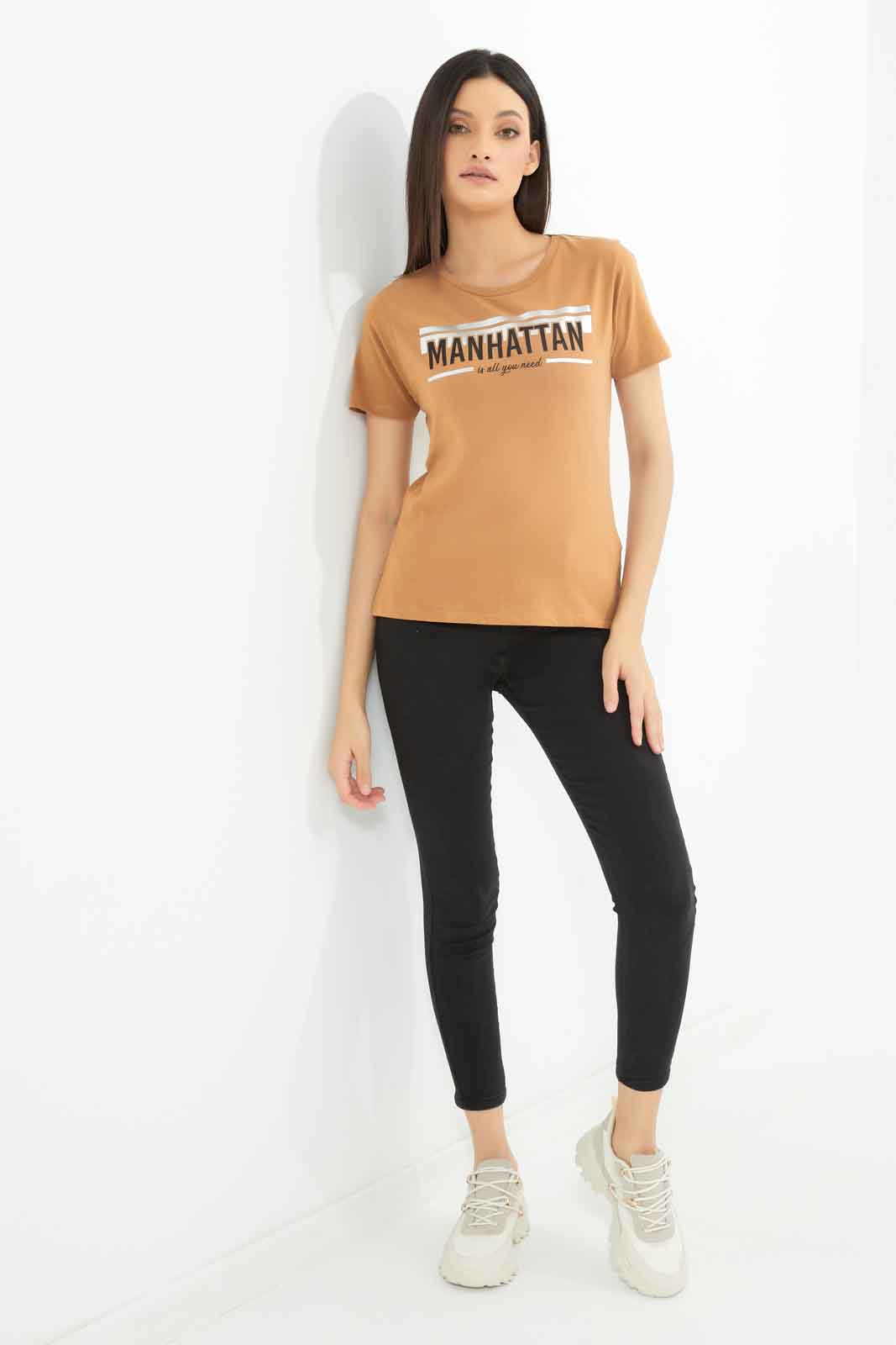 Redtag-Brown-Printed-T-Shirt-Category:T-Shirts,-Colour:Brown,-Deals:New-In,-Dept:Ladieswear,-Filter:Women's-Clothing,-New-In-Women-APL,-Non-Sale,-Section:Women,-TBL,-W22B,-Women-T-Shirts-Women's-