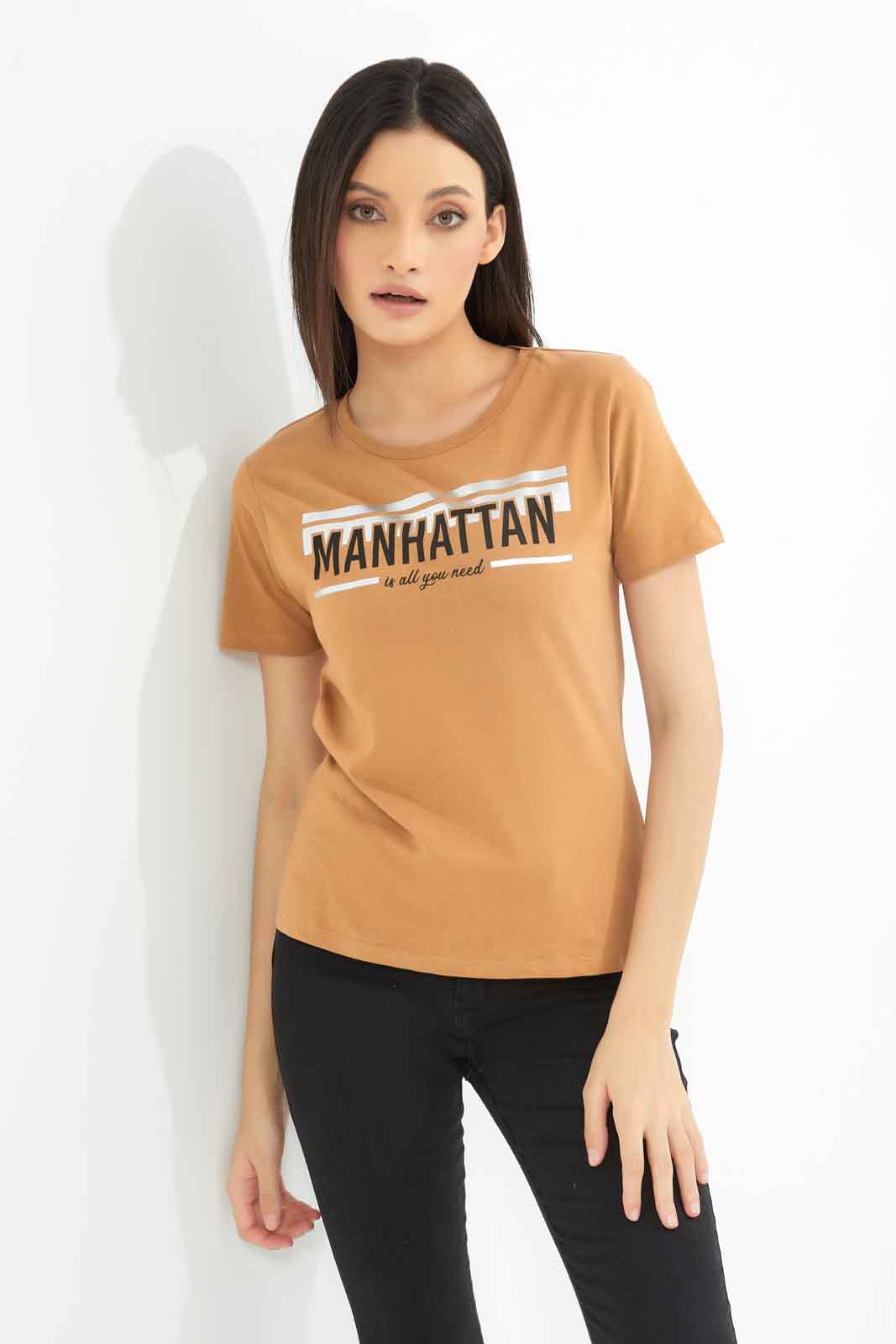 Redtag-Brown-Printed-T-Shirt-Category:T-Shirts,-Colour:Brown,-Deals:New-In,-Dept:Ladieswear,-Filter:Women's-Clothing,-New-In-Women-APL,-Non-Sale,-Section:Women,-TBL,-W22B,-Women-T-Shirts-Women's-