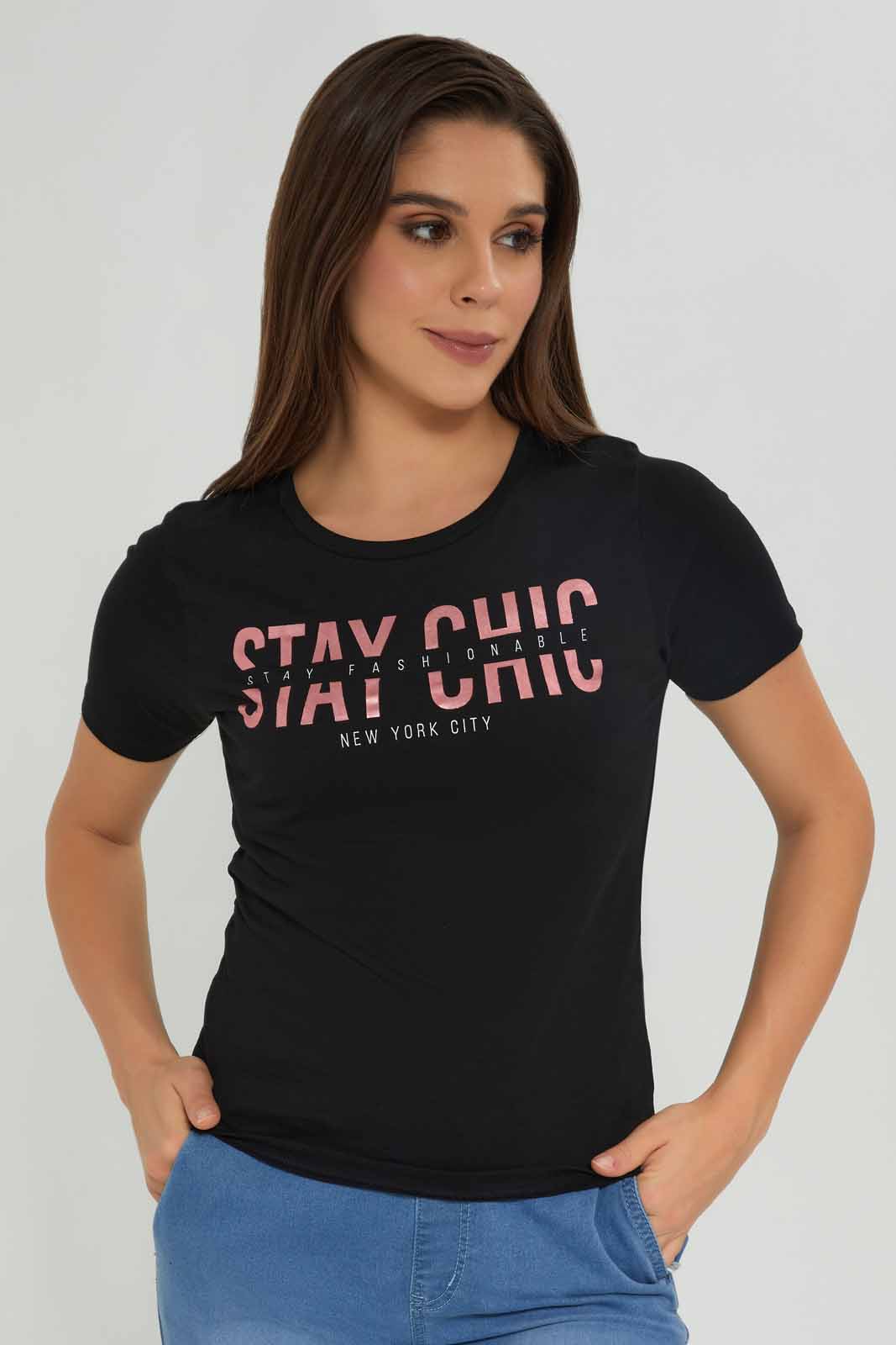 Redtag-Black-Printed-T-Shirt-Category:T-Shirts,-Colour:Black,-Deals:New-In,-Dept:Ladieswear,-Filter:Women's-Clothing,-New-In-Women-APL,-Non-Sale,-Section:Women,-TBL,-W22B,-Women-T-Shirts-Women's-