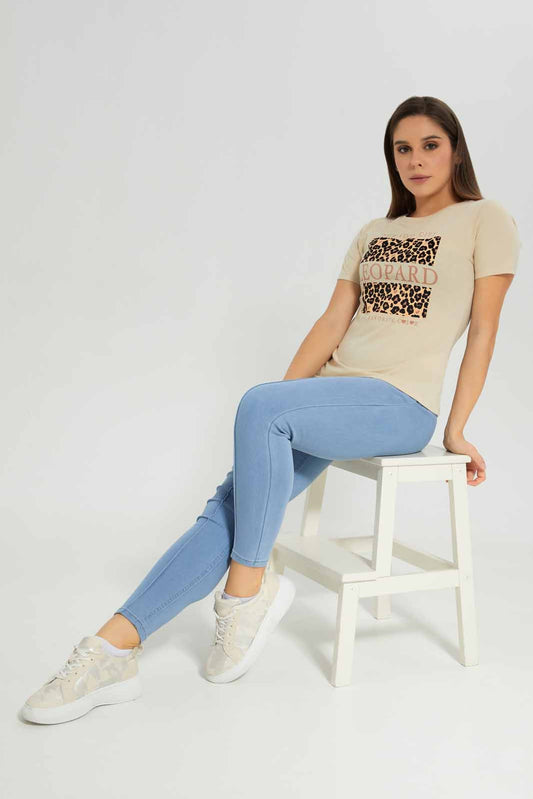 Redtag-Beige-Embellished-T-Shirt-Category:T-Shirts,-Colour:Beige,-Deals:New-In,-Dept:Ladieswear,-Filter:Women's-Clothing,-New-In-Women-APL,-Non-Sale,-Section:Women,-TBL,-W22B,-Women-T-Shirts-Women's-