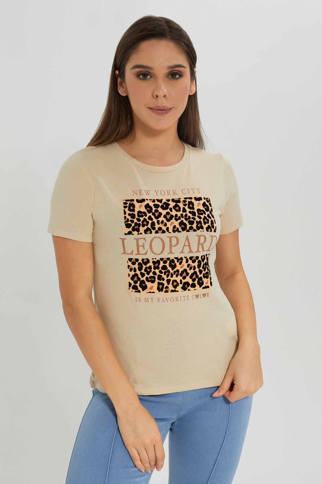 Redtag-Beige-Embellished-T-Shirt-Category:T-Shirts,-Colour:Beige,-Deals:New-In,-Dept:Ladieswear,-Filter:Women's-Clothing,-New-In-Women-APL,-Non-Sale,-Section:Women,-TBL,-W22B,-Women-T-Shirts-Women's-