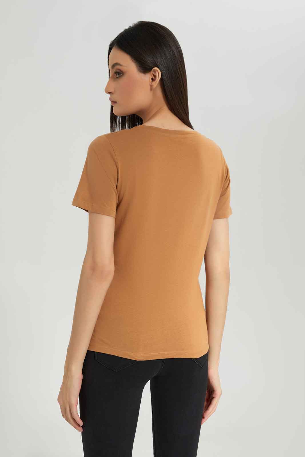 Redtag-Brown-Embellished-Printed-T-Shirt-Category:T-Shirts,-Colour:Brown,-Deals:New-In,-Dept:Ladieswear,-Filter:Women's-Clothing,-New-In-Women-APL,-Non-Sale,-Section:Women,-TBL,-W22B,-Women-T-Shirts-Women's-