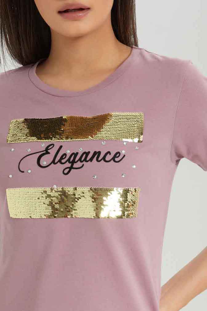 Redtag-Mauve-Embellished-T-Shirt-Category:T-Shirts,-Colour:Mauve,-Deals:New-In,-Dept:Ladieswear,-Filter:Women's-Clothing,-New-In-Women-APL,-Non-Sale,-Section:Women,-TBL,-W22B,-Women-T-Shirts-Women's-