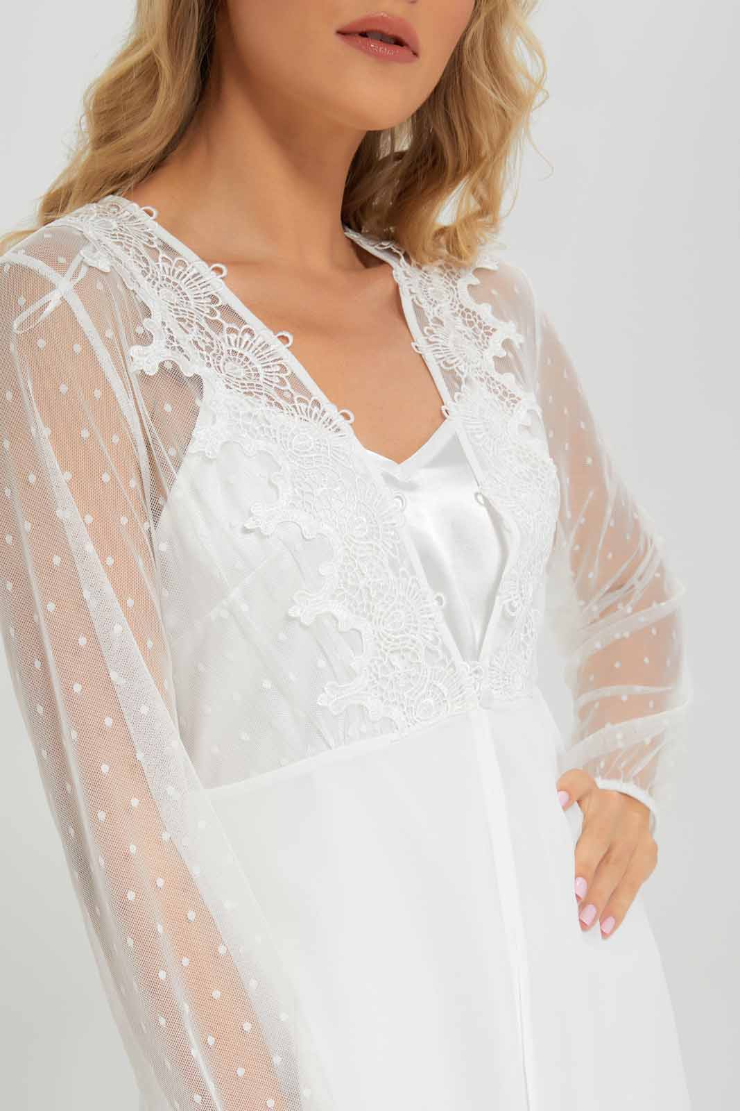 Redtag-Off-White-Plain-Satin-Chemise-And-Chiffon-Robe-Set-Category:Chemises,-Colour:Cream,-Deals:New-In,-Filter:Women's-Clothing,-New-In-Women-APL,-Non-Sale,-Section:Women,-W22B,-Women-Chemises--