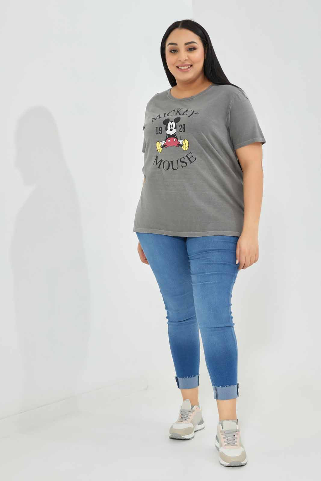 Redtag-Black-Acid-Wash-Micky-Mouse-Printed-T-Shirt-Category:T-Shirts,-Colour:Charcoal,-Deals:New-In,-Filter:Plus-Size,-LDP-T-Shirts,-New-In-LDP-APL,-Non-Sale,-Section:Women,-TBL,-W22A-Women's-