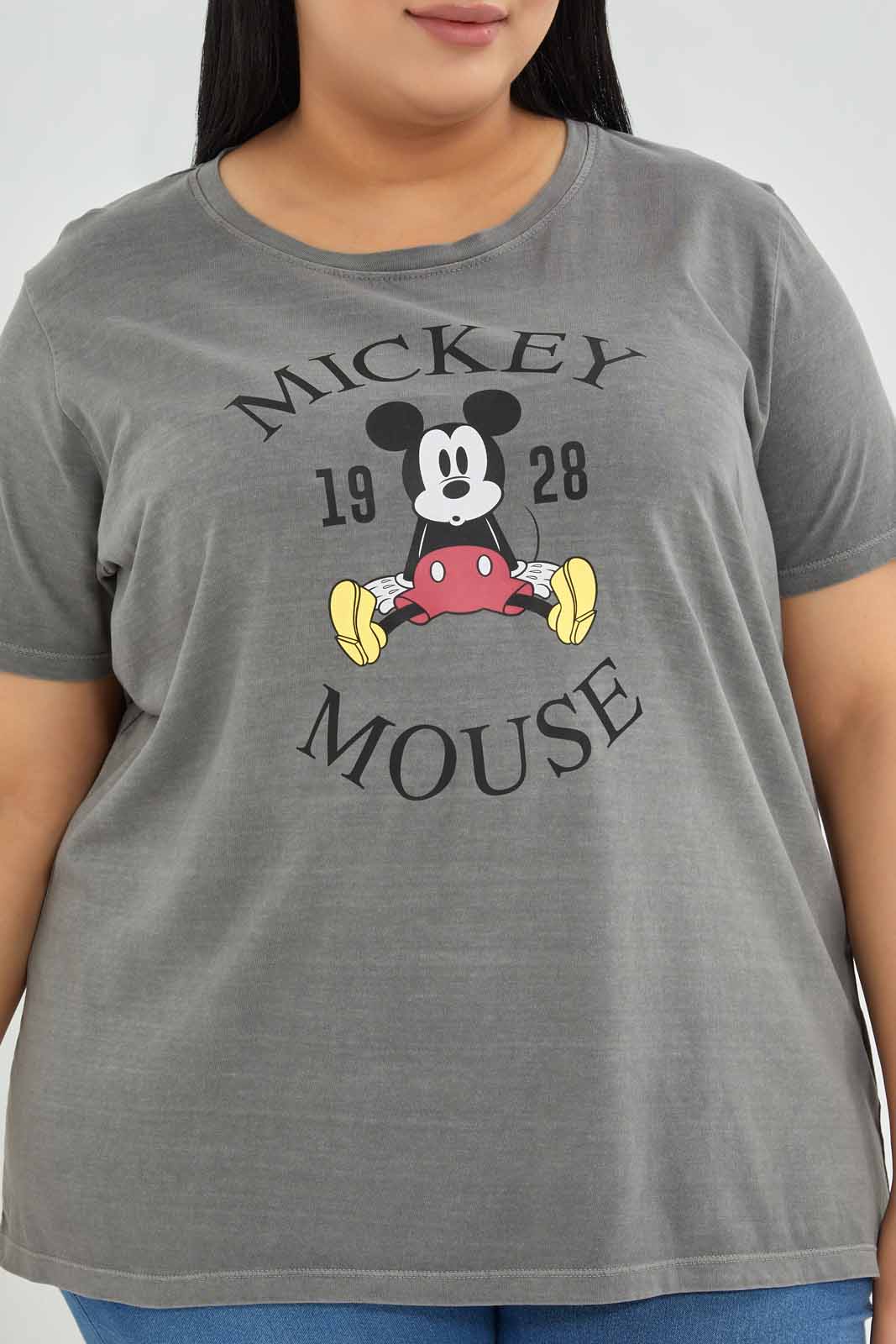 Redtag-Black-Acid-Wash-Micky-Mouse-Printed-T-Shirt-Category:T-Shirts,-Colour:Charcoal,-Deals:New-In,-Filter:Plus-Size,-LDP-T-Shirts,-New-In-LDP-APL,-Non-Sale,-Section:Women,-TBL,-W22A-Women's-