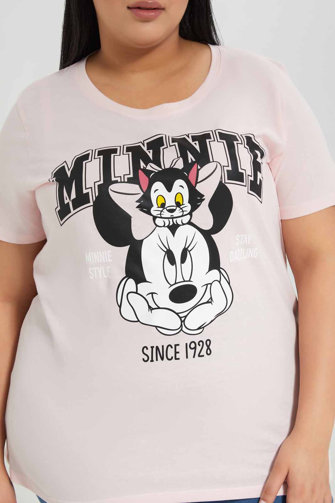 Redtag-Pink-Flinstones-Placement-Print-T-Shirt-Category:T-Shirts,-Colour:Apricot,-Deals:New-In,-Filter:Plus-Size,-LDP-T-Shirts,-New-In-LDP-APL,-Non-Sale,-Section:Women,-TBL,-W22A-Women's-