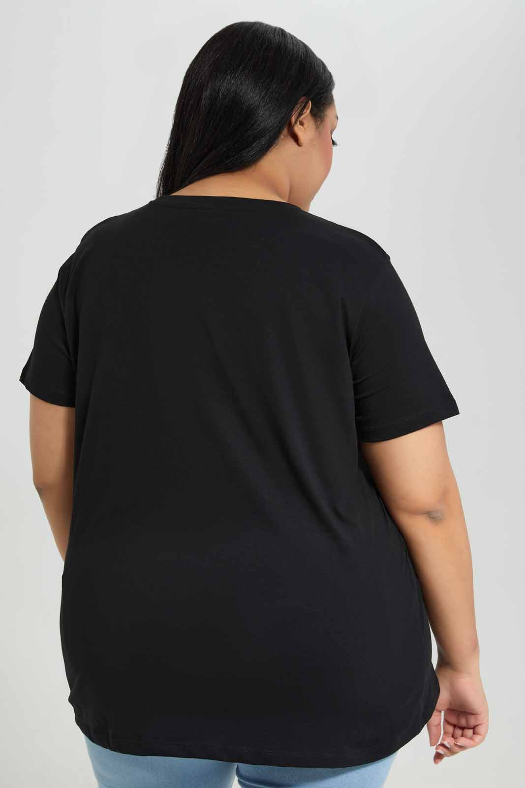 Redtag-Black-Dumbo-Placement-Print-T-Shirt-Category:T-Shirts,-Colour:Black,-Deals:New-In,-Filter:Plus-Size,-LDP-T-Shirts,-New-In-LDP-APL,-Non-Sale,-Section:Women,-TBL,-W22A-Women's-