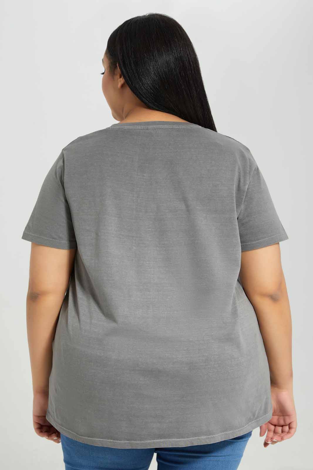 Redtag-Grey-Acid-wash-Lion-Knig-Placement-Print-T-Shirt-Category:T-Shirts,-Colour:Charcoal,-Deals:New-In,-Filter:Plus-Size,-LDP-T-Shirts,-New-In-LDP-APL,-Non-Sale,-Section:Women,-TBL,-W22A-Women's-