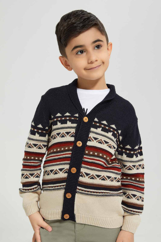 Redtag-Navy-Shawl-Collared-Cardigan-BOY-Cardigans,-Category:Cardigans,-Colour:Navy,-Deals:New-In,-EHW,-Filter:Boys-(2-to-8-Yrs),-New-In-BOY-APL,-Non-Sale,-Section:Boys-(0-to-14Yrs),-W22B-Boys-2 to 8 Years