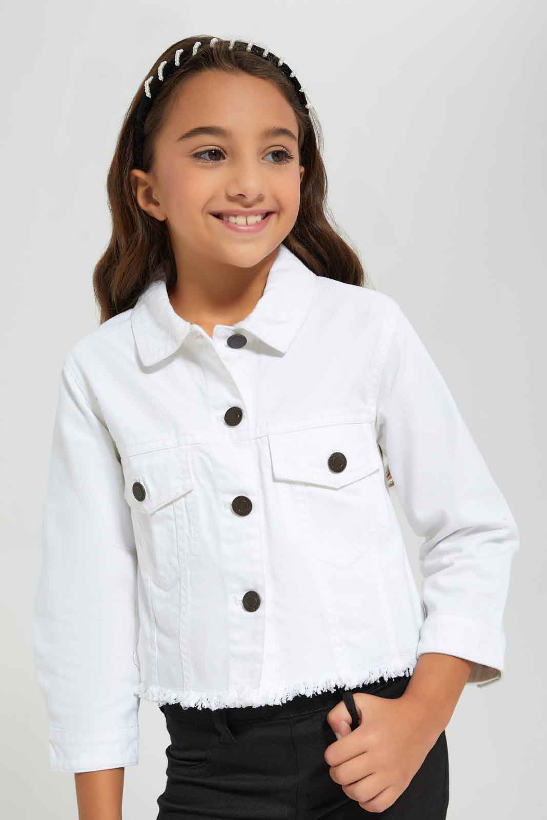 Redtag-White-Denim-Jacket-Category:Jackets,-Colour:White,-Deals:New-In,-Denim,-Filter:Girls-(2-to-8-Yrs),-GIR-Jackets,-New-In-GIR-APL,-Non-Sale,-Section:Girls-(0-to-14Yrs),-W22B-Girls-2 to 8 Years