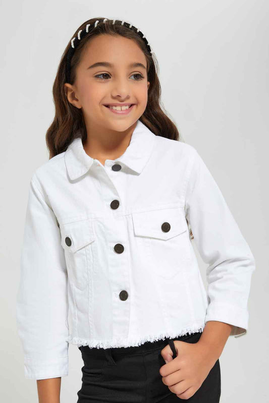 Redtag-White-Denim-Jacket-Category:Jackets,-Colour:White,-Deals:New-In,-Denim,-Filter:Girls-(2-to-8-Yrs),-GIR-Jackets,-New-In-GIR-APL,-Non-Sale,-Section:Girls-(0-to-14Yrs),-W22B-Girls-2 to 8 Years
