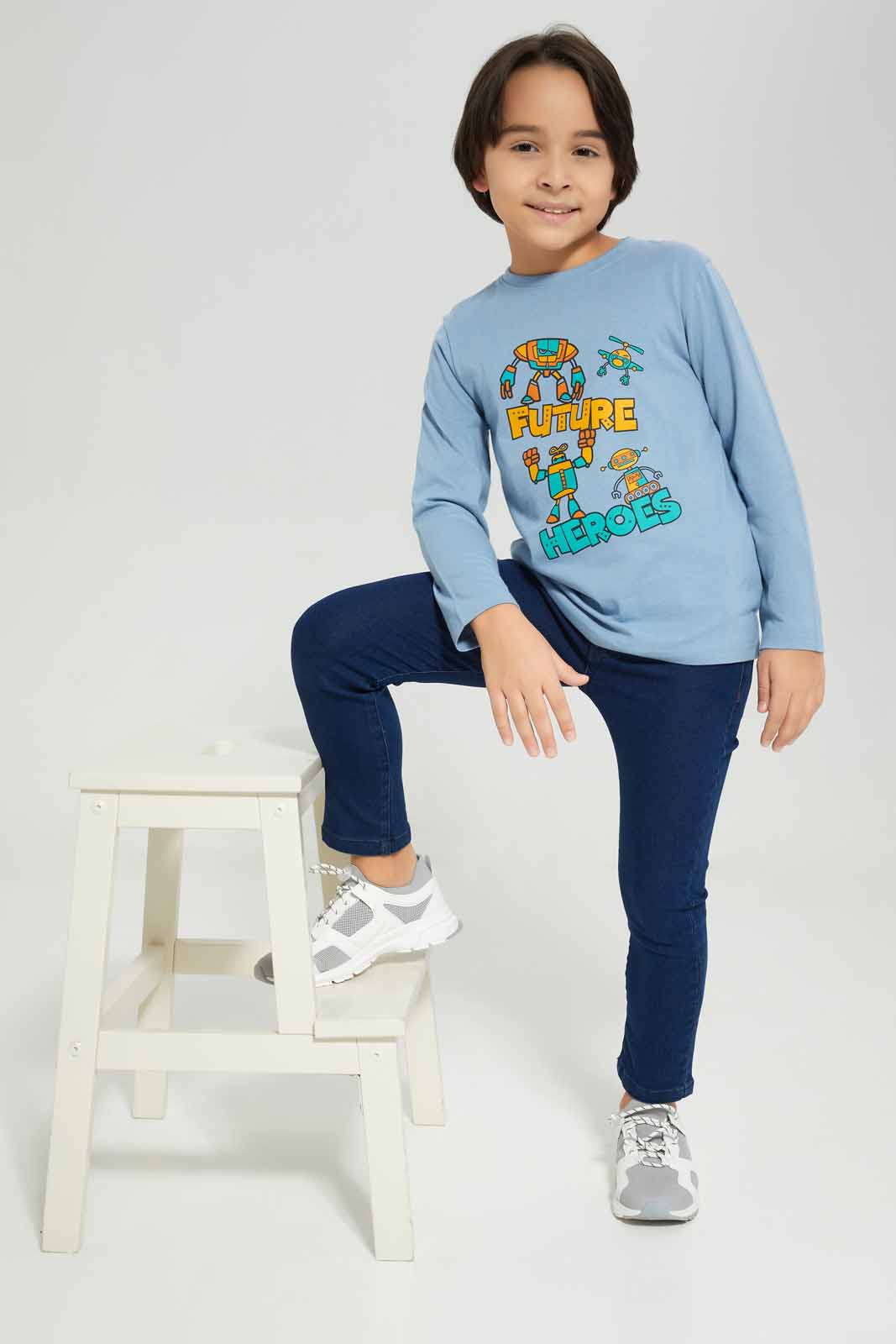 Redtag-Blue-Future-Heroes-Long-Sleeve-T--Shirt-BOY-T-Shirts,-Category:T-Shirts,-Colour:Blue,-Deals:New-In,-Filter:Boys-(2-to-8-Yrs),-New-In-BOY-APL,-Non-Sale,-Section:Boys-(0-to-14Yrs),-TBL,-W22B-Boys-2 to 8 Years