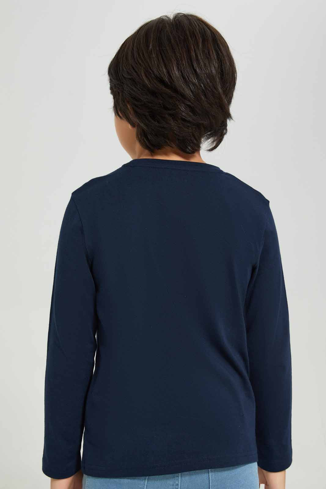 Redtag-Black-Game-Time-Long-Sleeve-Graphic-T--Shirt-BOY-T-Shirts,-Category:T-Shirts,-Colour:Black,-Deals:New-In,-Filter:Boys-(2-to-8-Yrs),-New-In-BOY-APL,-Non-Sale,-Section:Boys-(0-to-14Yrs),-TBL,-W22B-Boys-2 to 8 Years