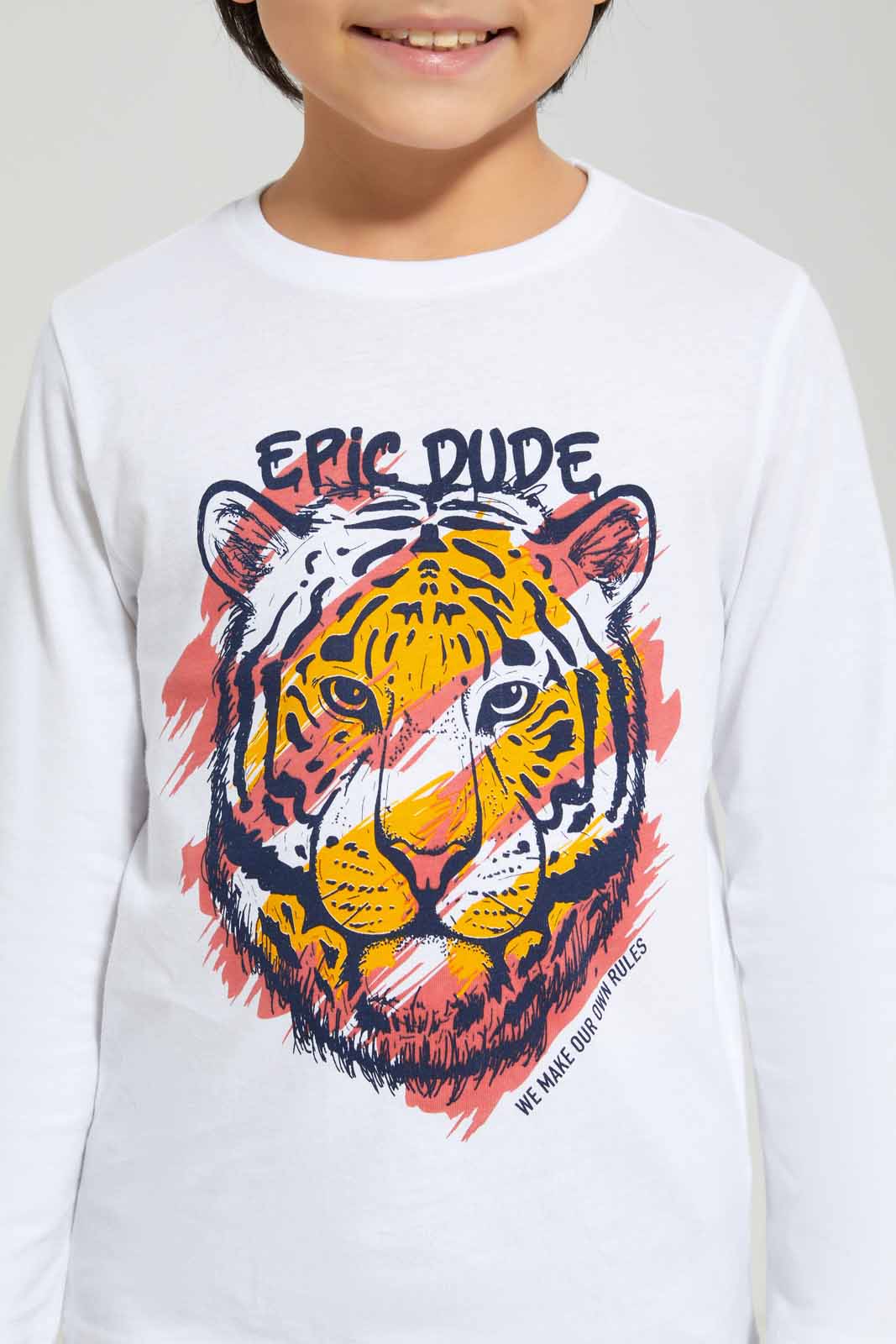Redtag-White-Epic-Dude-Long-Sleeve-Graphic-T--Shirt-BOY-T-Shirts,-Category:T-Shirts,-Colour:White,-Deals:New-In,-Filter:Boys-(2-to-8-Yrs),-New-In-BOY-APL,-Non-Sale,-Section:Boys-(0-to-14Yrs),-TBL,-W22B-Boys-2 to 8 Years