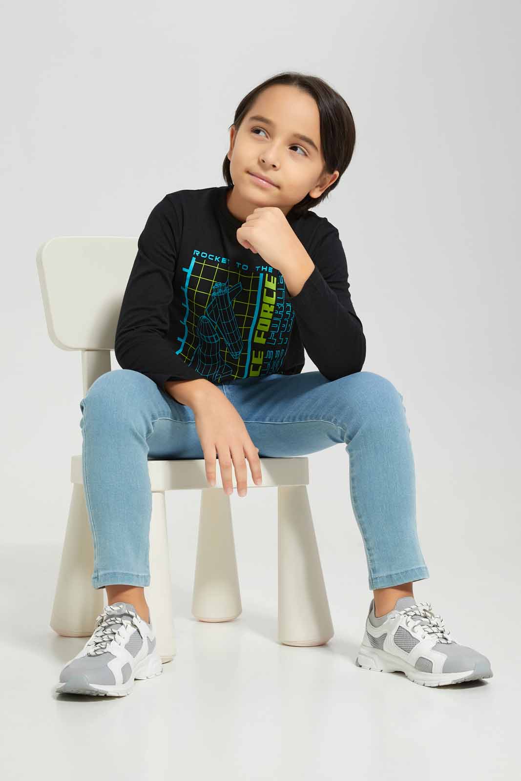 Redtag-Black-Spale-Forle-Long-Sleeve-Graphic-T--Shirt-BOY-T-Shirts,-Category:T-Shirts,-Colour:Black,-Deals:New-In,-Filter:Boys-(2-to-8-Yrs),-New-In-BOY-APL,-Non-Sale,-Section:Boys-(0-to-14Yrs),-TBL,-W22B-Boys-2 to 8 Years