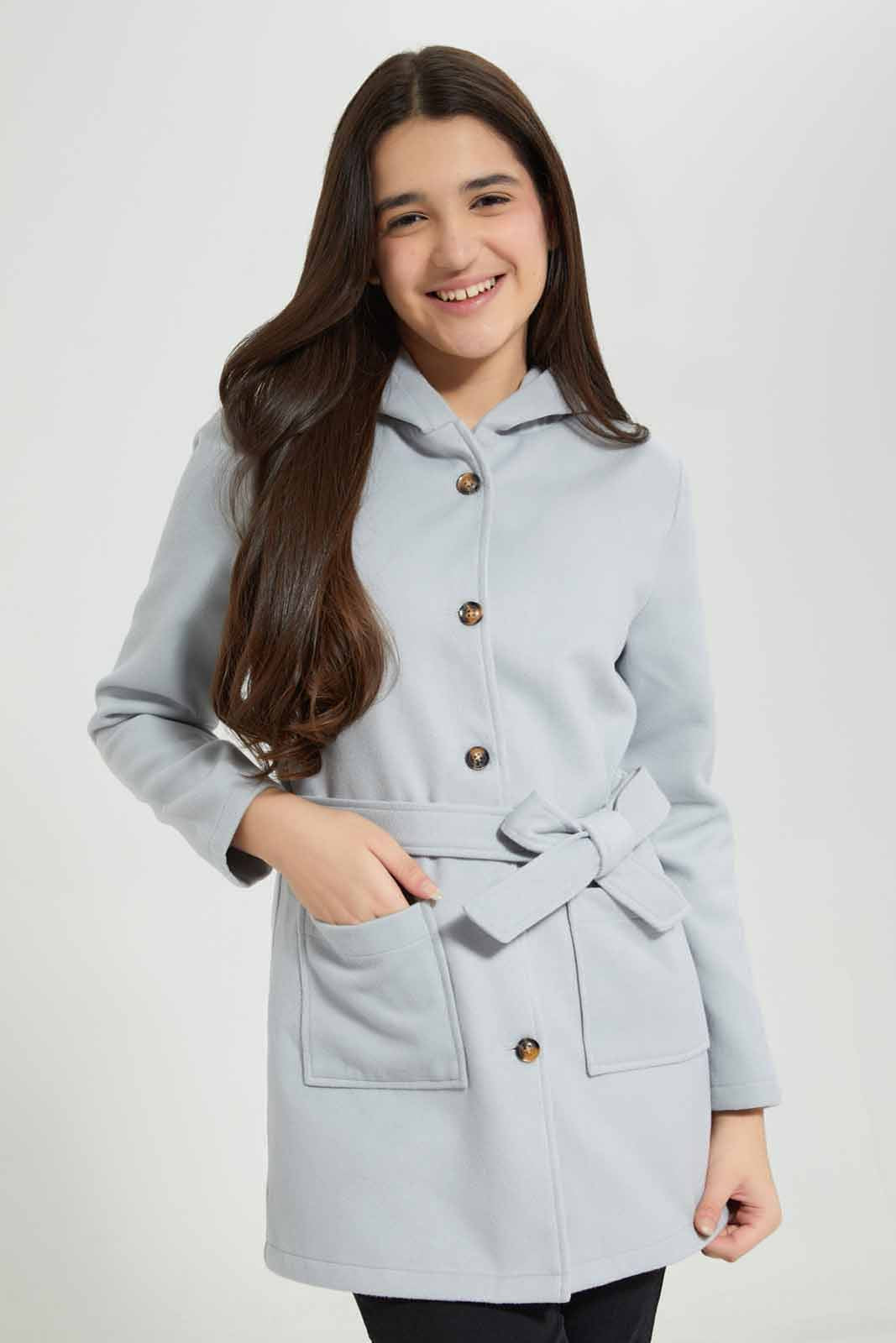 Redtag-Grey-Melange-Hoody-Melton-Category:Jackets,-Colour:Grey,-Deals:New-In,-EHW,-Filter:Senior-Girls-(8-to-14-Yrs),-GSR-Jackets,-New-In-GSR-APL,-Non-Sale,-Section:Girls-(0-to-14Yrs),-W22B-Senior-Girls-9 to 14 Years