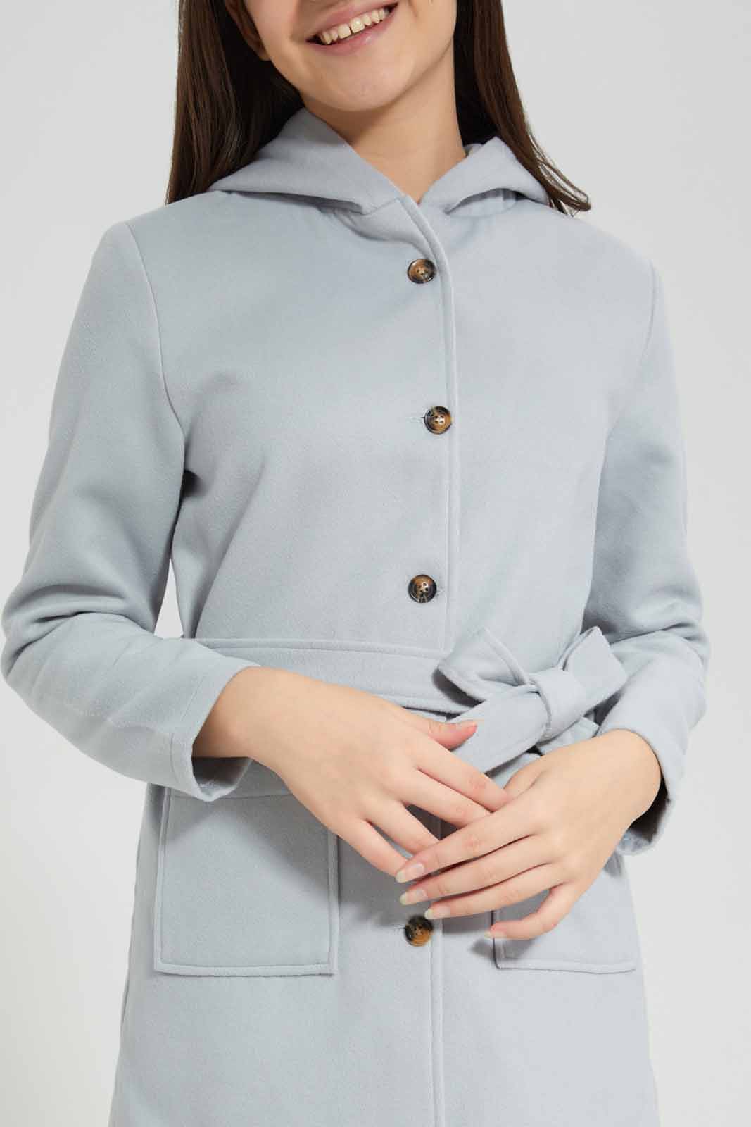 Redtag-Grey-Melange-Hoody-Melton-Category:Jackets,-Colour:Grey,-Deals:New-In,-EHW,-Filter:Senior-Girls-(8-to-14-Yrs),-GSR-Jackets,-New-In-GSR-APL,-Non-Sale,-Section:Girls-(0-to-14Yrs),-W22B-Senior-Girls-9 to 14 Years