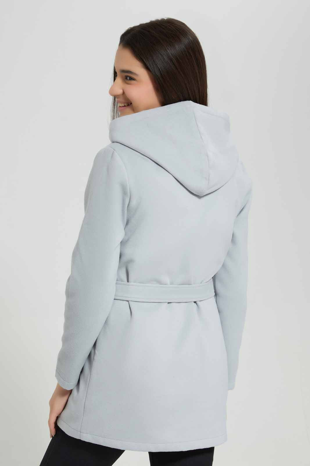 Redtag-Grey-Melange-Hoody-Melton-Category:Jackets,-Colour:Grey,-Deals:New-In,-EHW,-Filter:Senior-Girls-(8-to-14-Yrs),-GSR-Jackets,-New-In-GSR-APL,-Non-Sale,-Section:Girls-(0-to-14Yrs),-W22B-Senior-Girls-9 to 14 Years