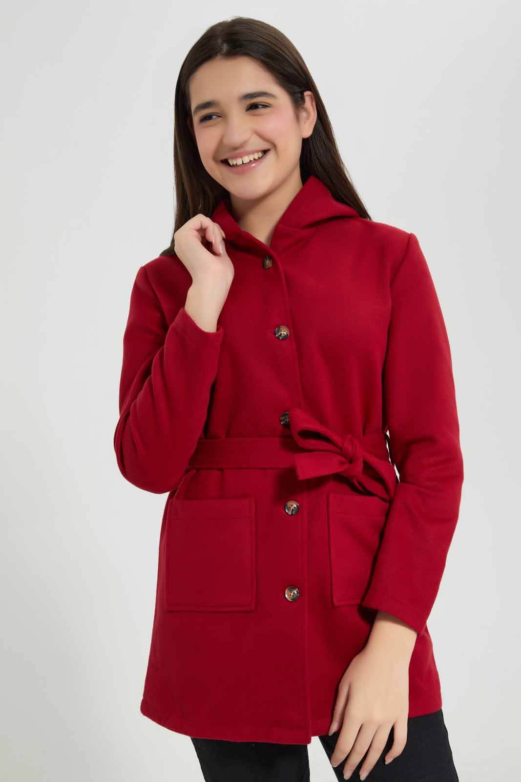 Redtag-Maroon-Hoody-Melton-Category:Jackets,-Colour:Burgundy,-Deals:New-In,-EHW,-Filter:Senior-Girls-(8-to-14-Yrs),-GSR-Jackets,-New-In-GSR-APL,-Non-Sale,-Section:Girls-(0-to-14Yrs),-W22B-Senior-Girls-9 to 14 Years